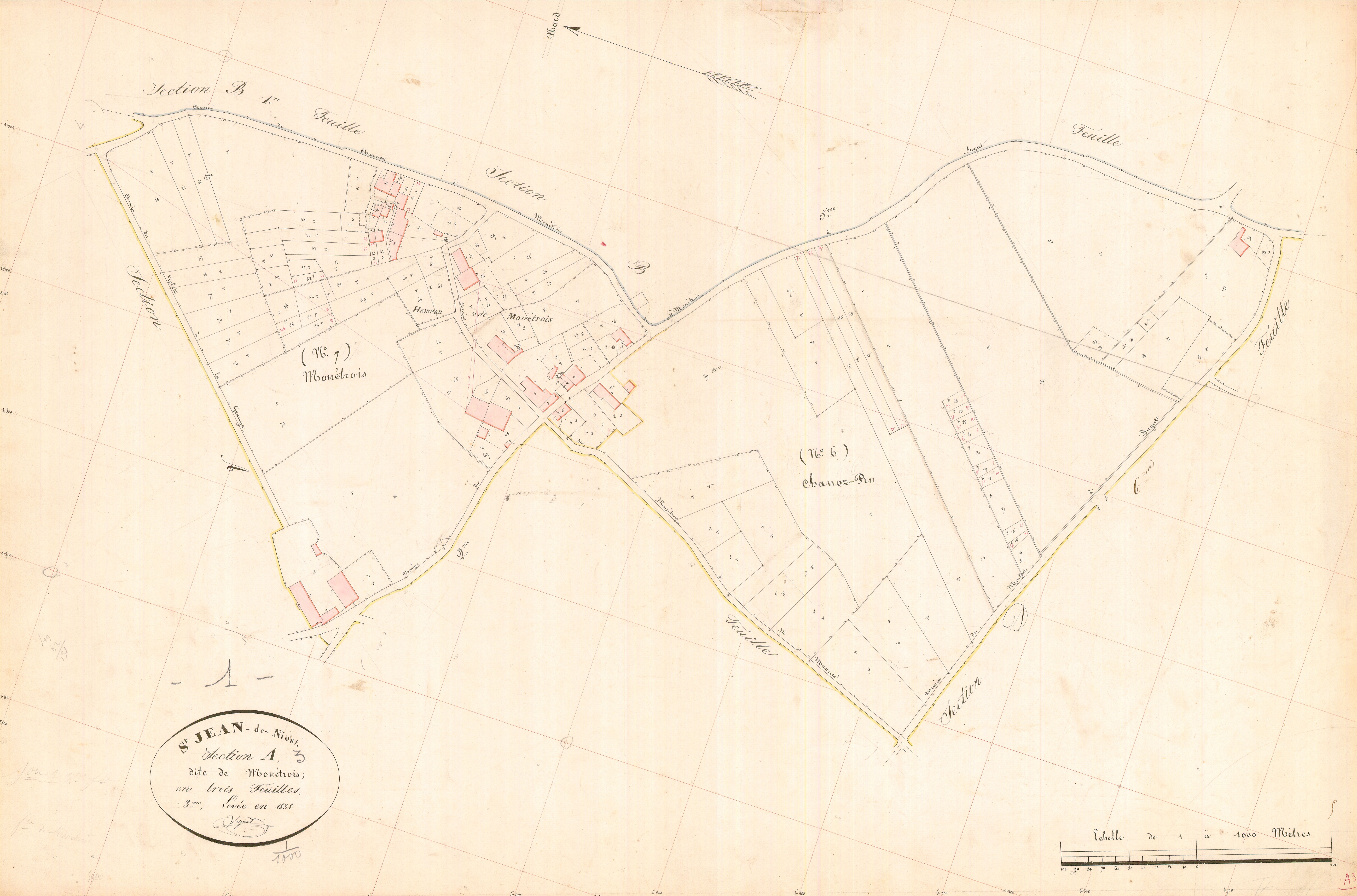 Saint-Jean-de-Niost - 1777 W 407-9 - 1777 W 407-9 -  Feuille 3  (1838)
