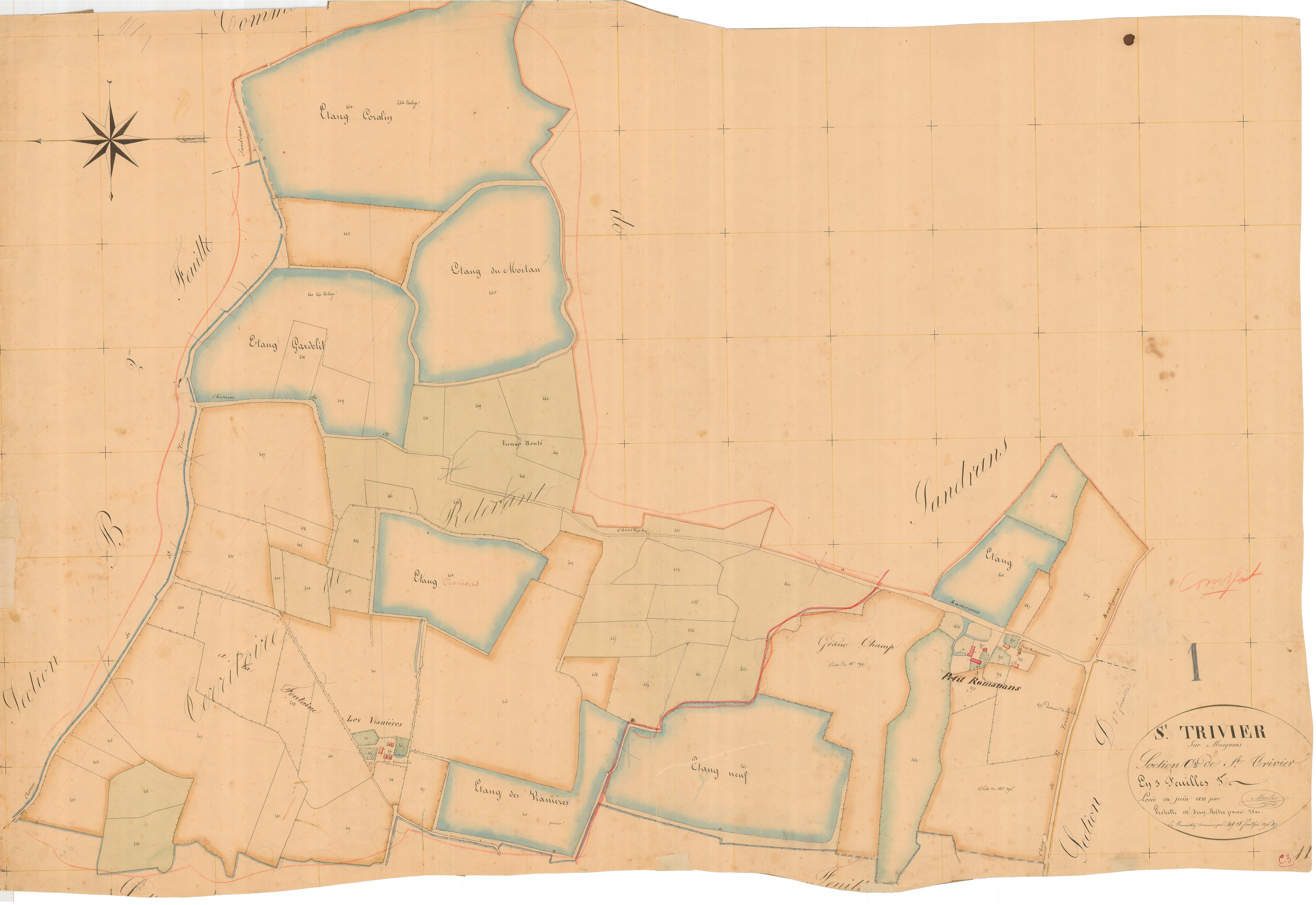 Saint-Trivier-sur-Moignans - 1777 W 435-12 - 1777 W 435-12 -  Feuille 3  (1832)