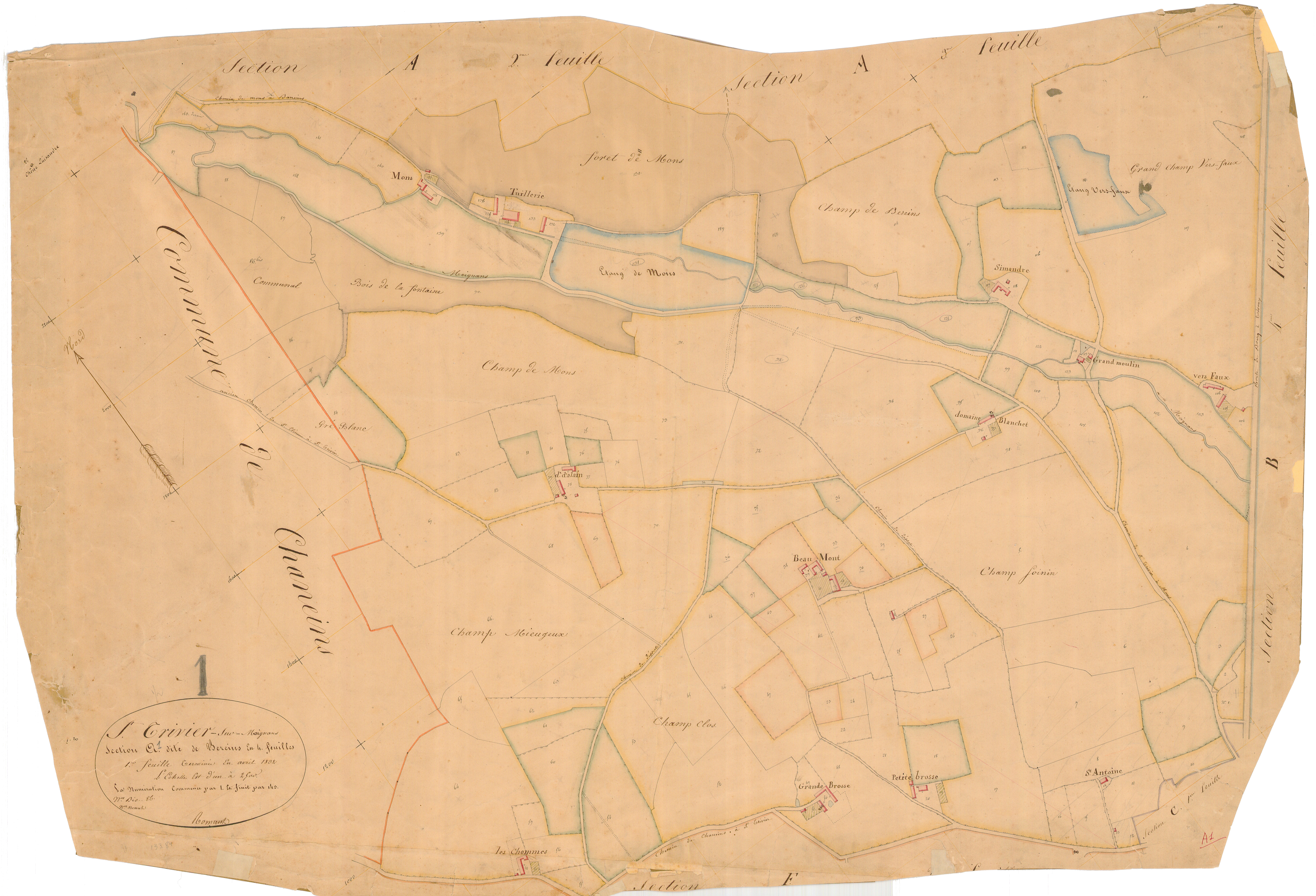 Saint-Trivier-sur-Moignans - 1777 W 435-2 - 1777 W 435-2 -  Feuille 1  (1832)