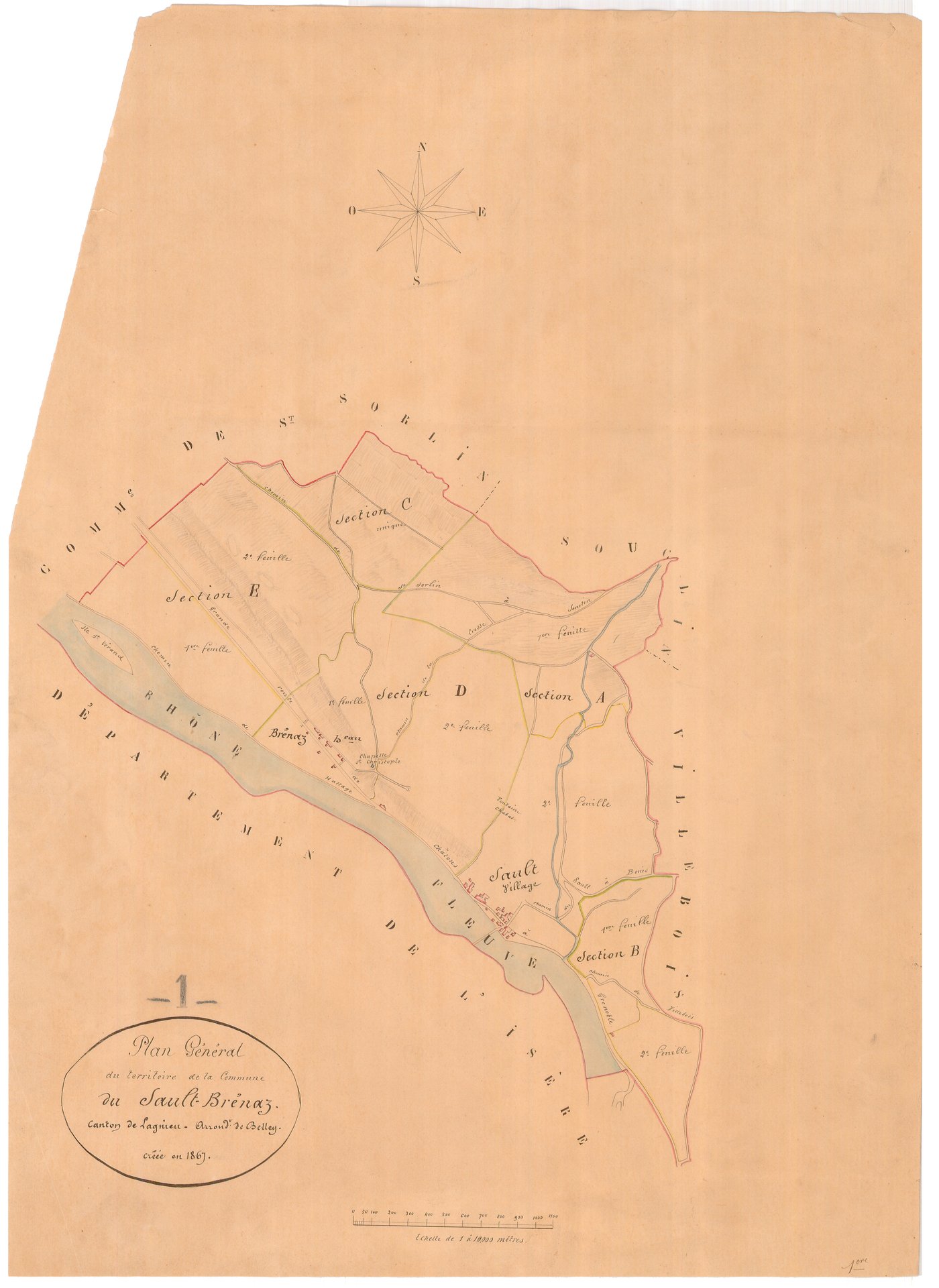 Sault-Brénaz - 3 P 8900 - 3 P 8900 -  Tableau d'assemblage  (1867)