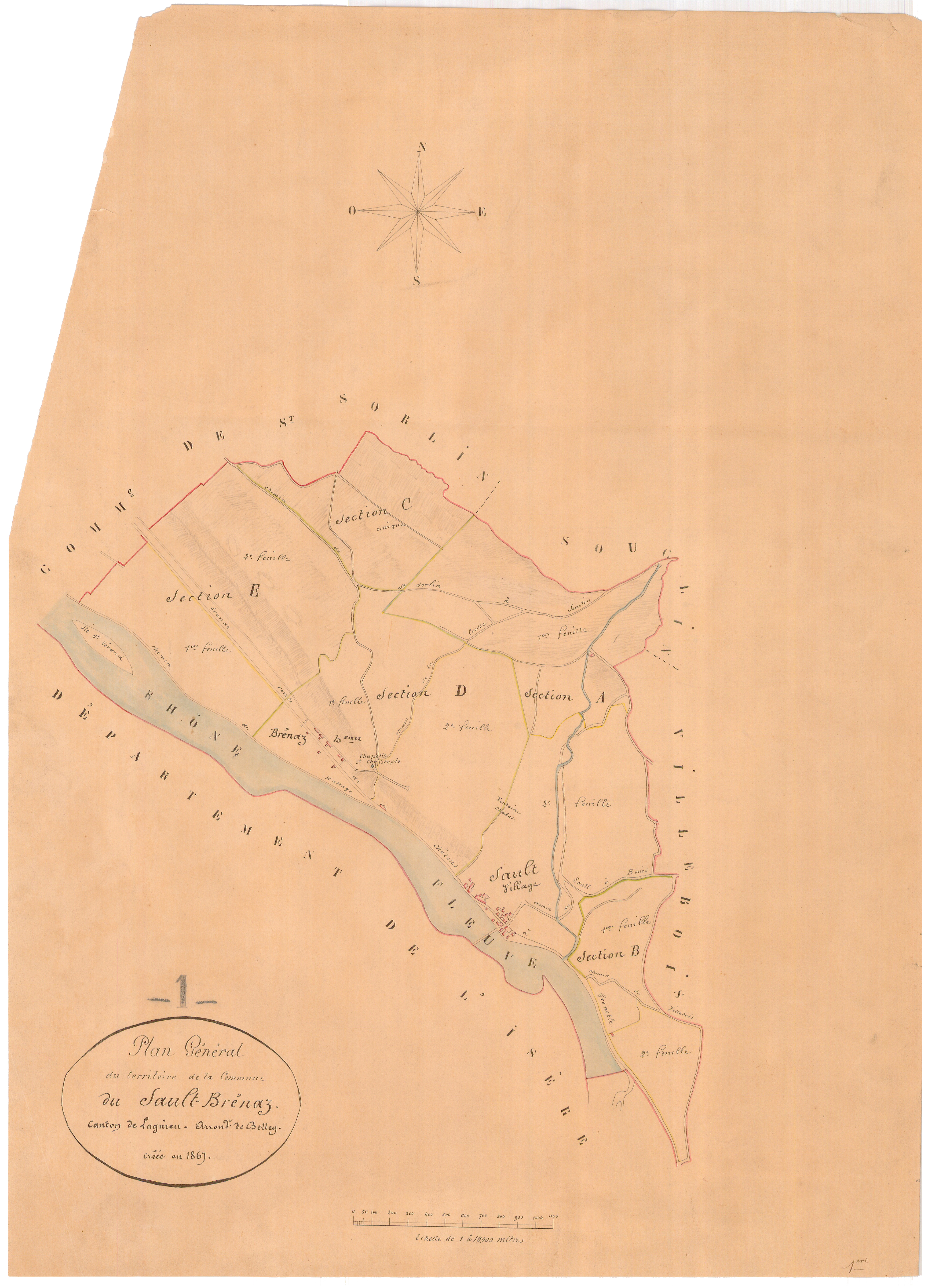 Sault-Brénaz - 3 P 8900 - 3 P 8900 -  Tableau d'assemblage  (1867)