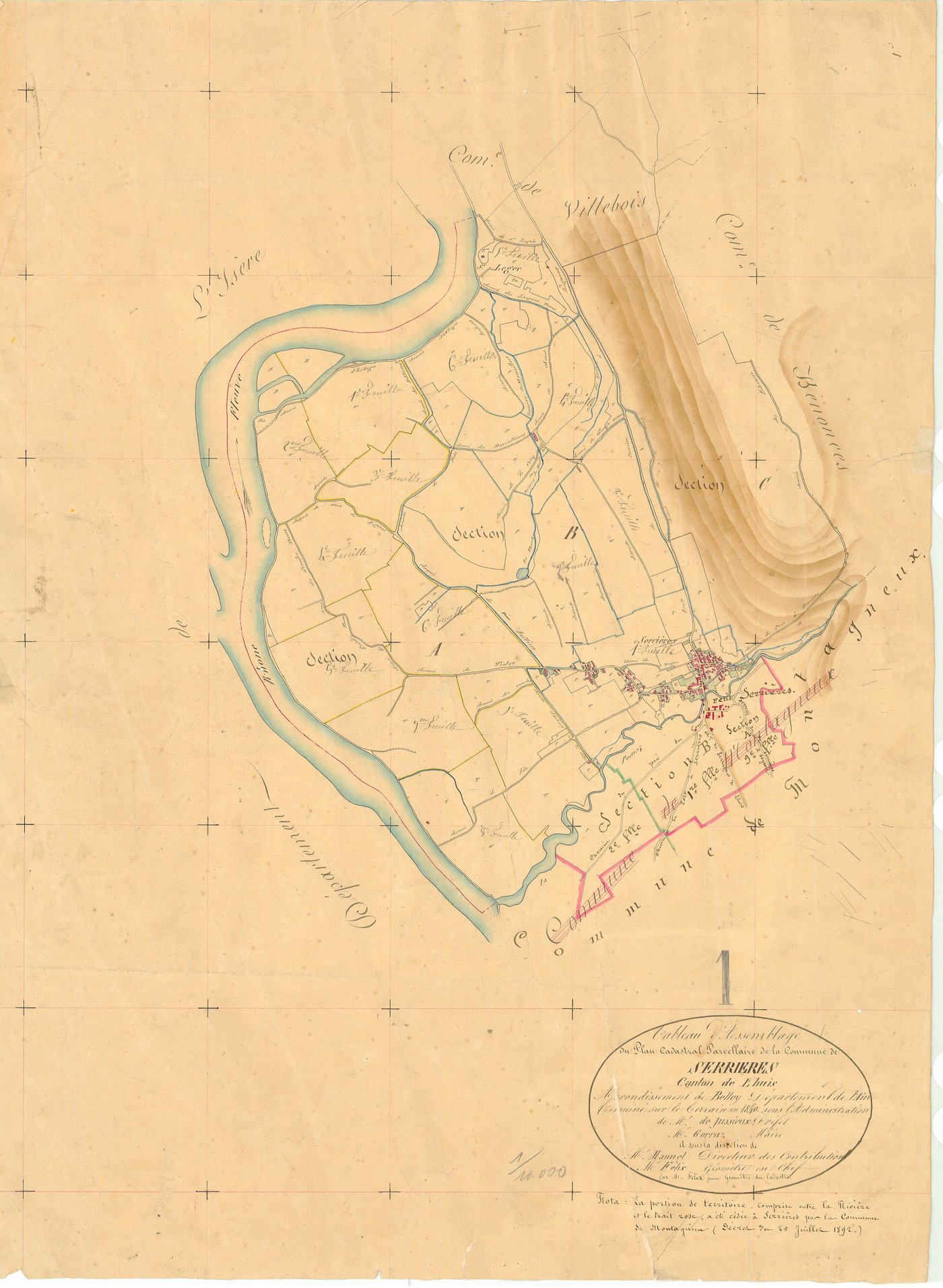 Serrières-de-Briord - 3 P 8965 - 3 P 8965 -  Tableau d'assemblage  (1840)