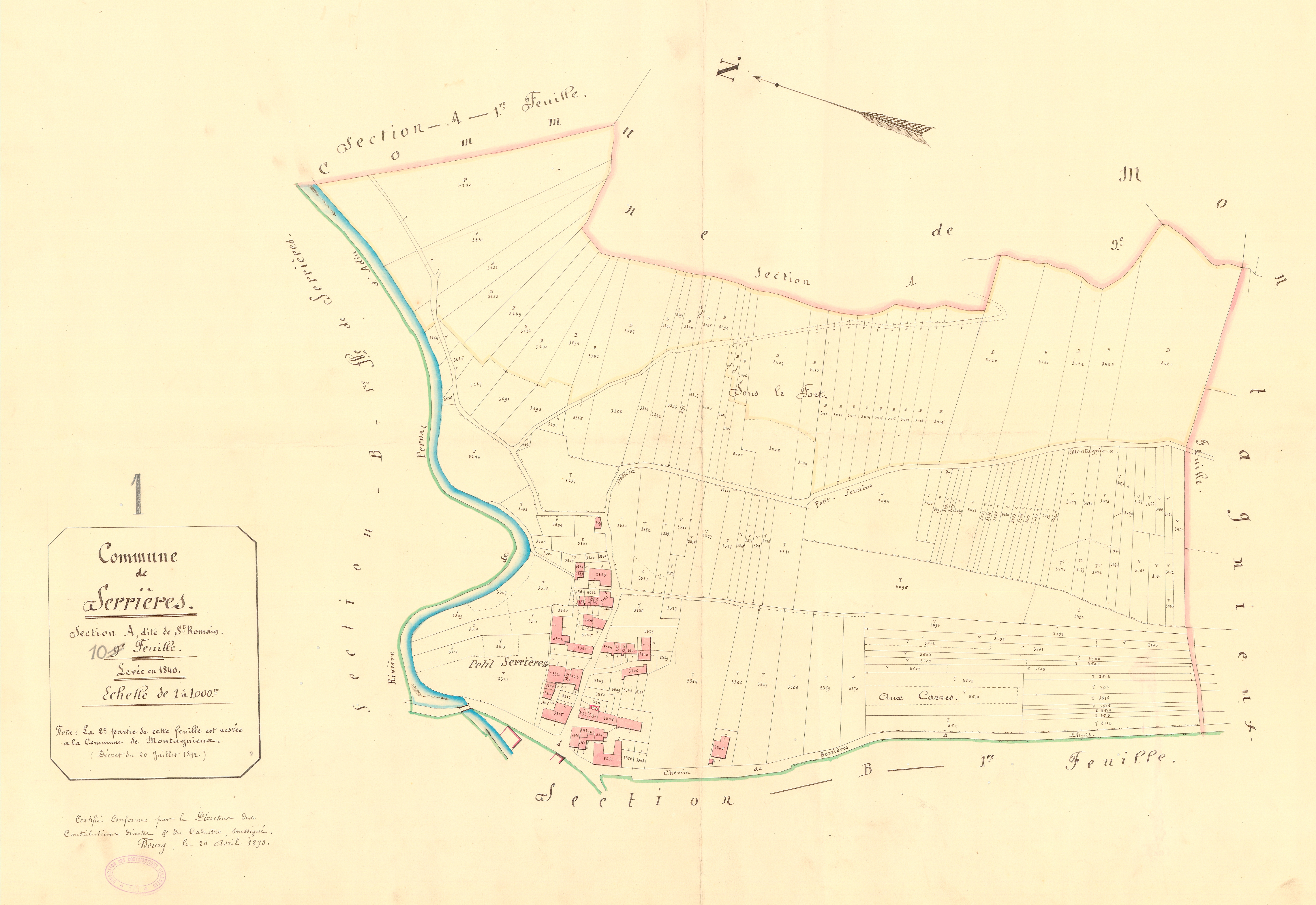 Serrières-de-Briord - 3 P 8975 - 3 P 8975 -  Feuille 10  (1892)