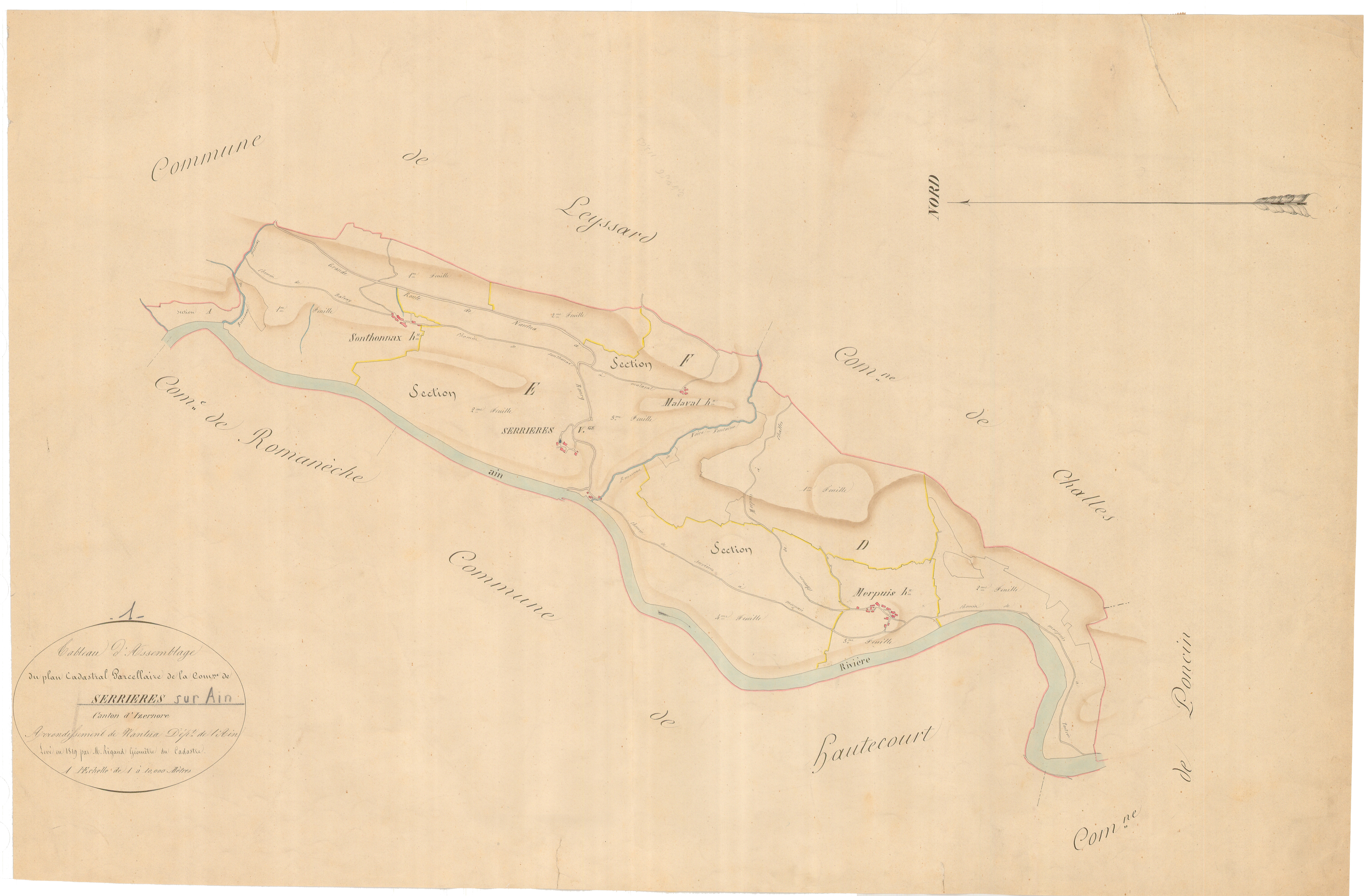 Serrières-sur-Ain - 3 P 8983 - 3 P 8983 -  Tableau d'assemblage  (1819-1846)