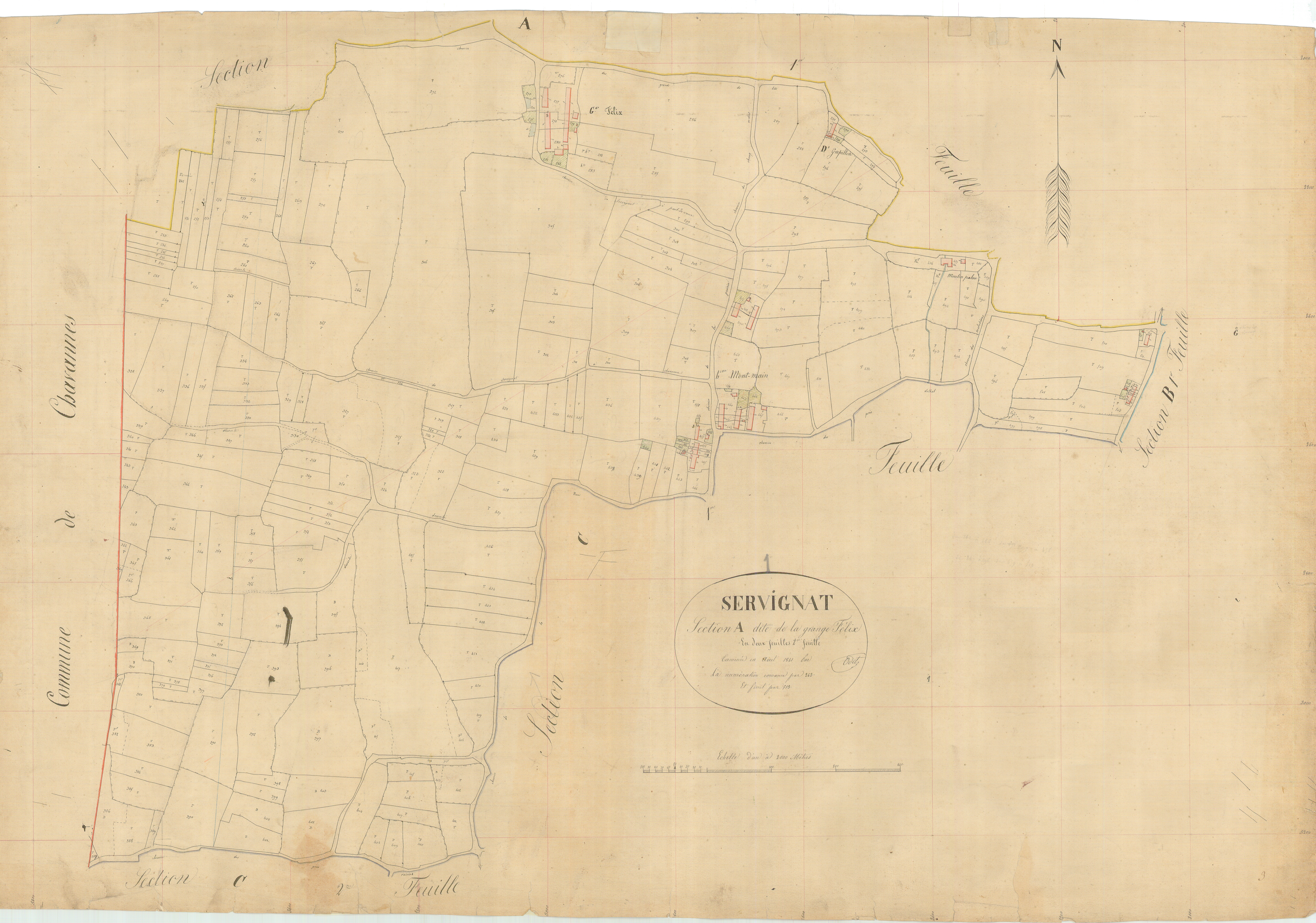 Servignat - 3 P 8995 - 3 P 8995 -  Feuille 2  (1844)