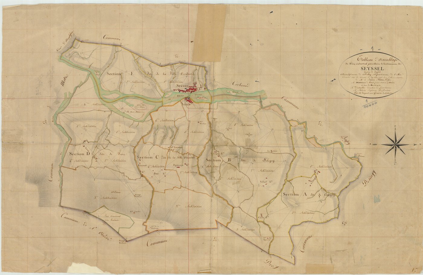 Seyssel - 3 P 10176 - 3 P 10176 -  Atlas cantonnal : tableau d'assemblage  (1814)