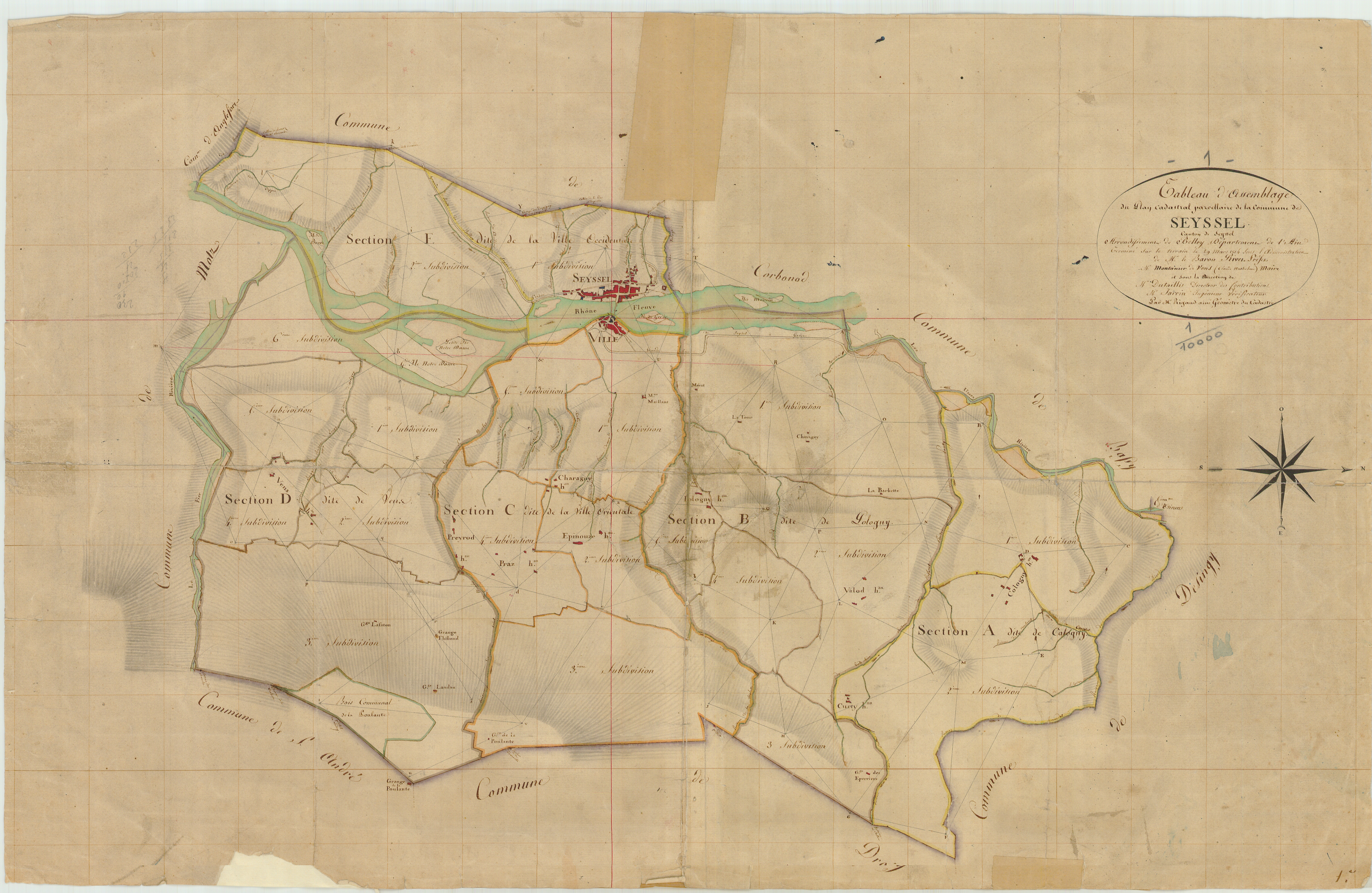 Seyssel - 3 P 10176 - 3 P 10176 - Atlas cantonnal : tableau d'assemblage (1814)