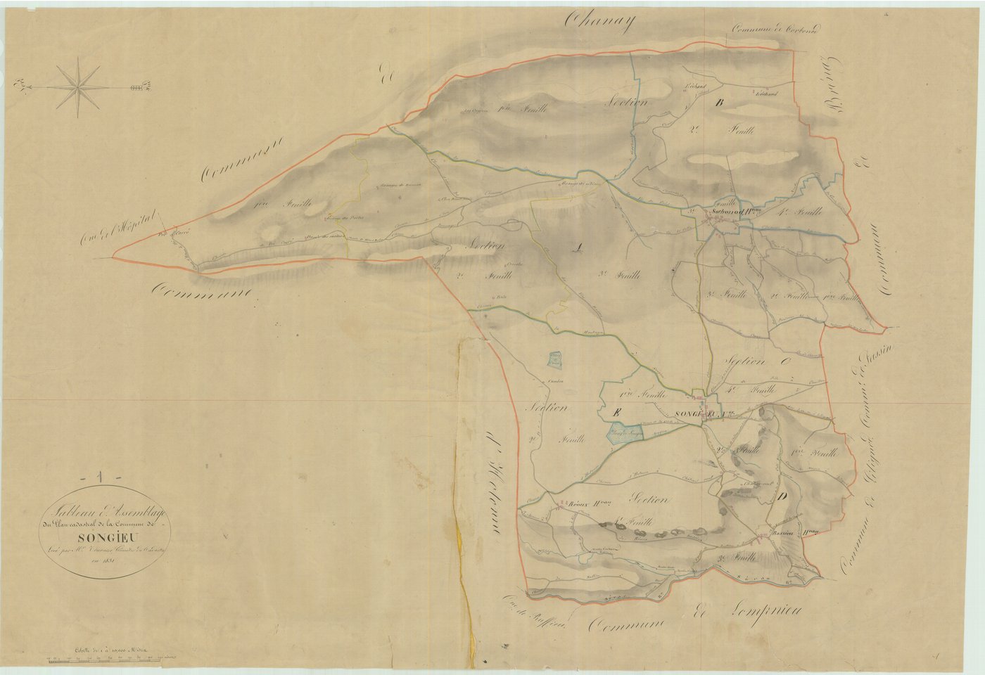 Songieu (Haut Valromey, Ain, France ; ancienne commune) - 3 P 9044 - 3 P 9044 -  Tableau d'assemblage  (1831)