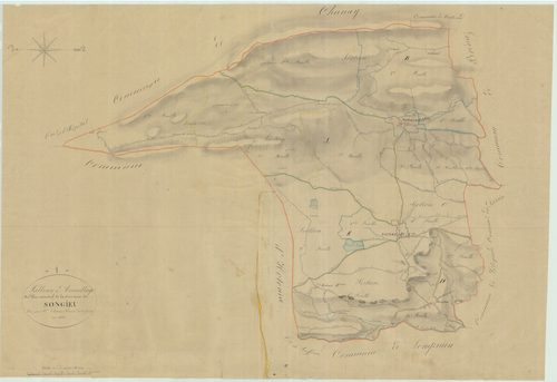 Songieu (Haut Valromey, Ain, France ; ancienne commune) - 3 P 9044 - 3 P 9044 -  Tableau d'assemblage  (1831)