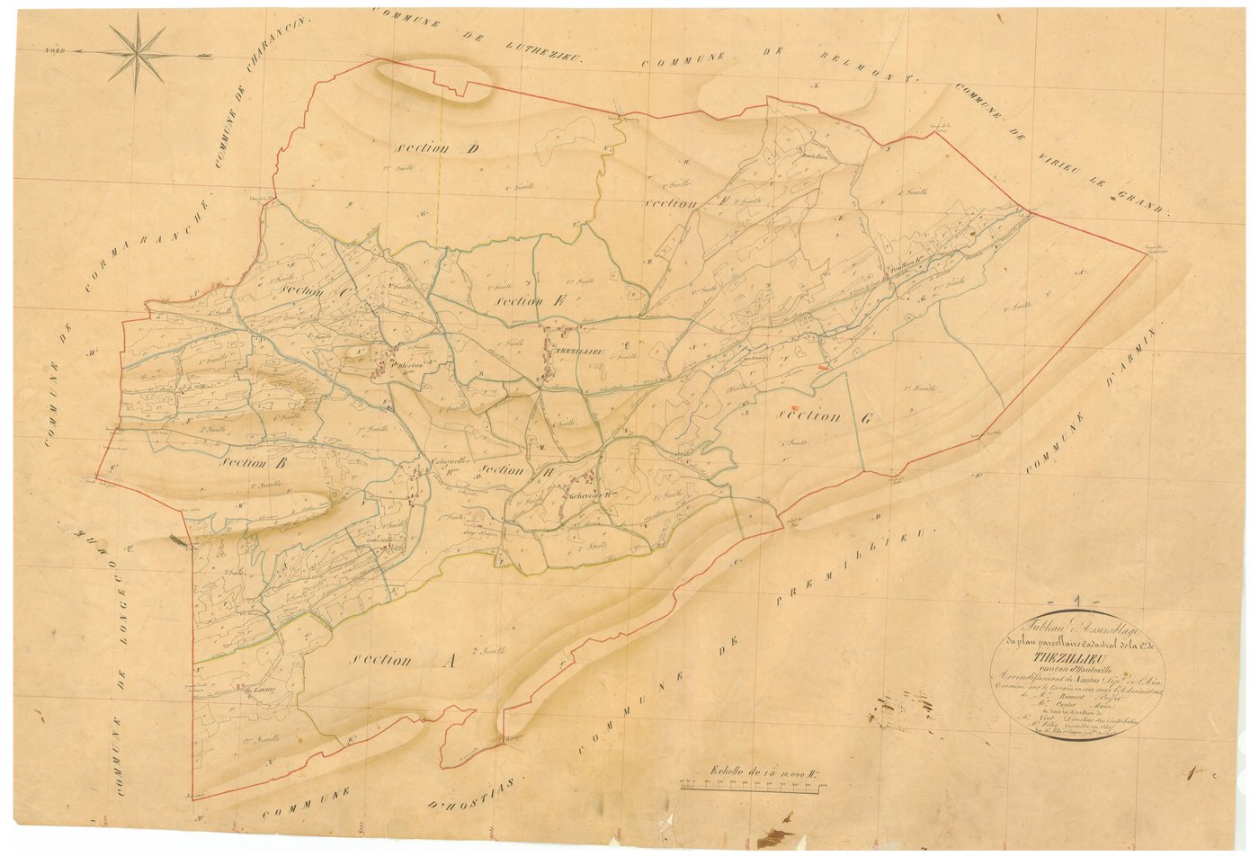 Thézillieu (Plateau d'Hauteville, Ain, France ; ancienne commune) - 3 P 9115 - 3 P 9115 -  Tableau d'assemblage  (1838)