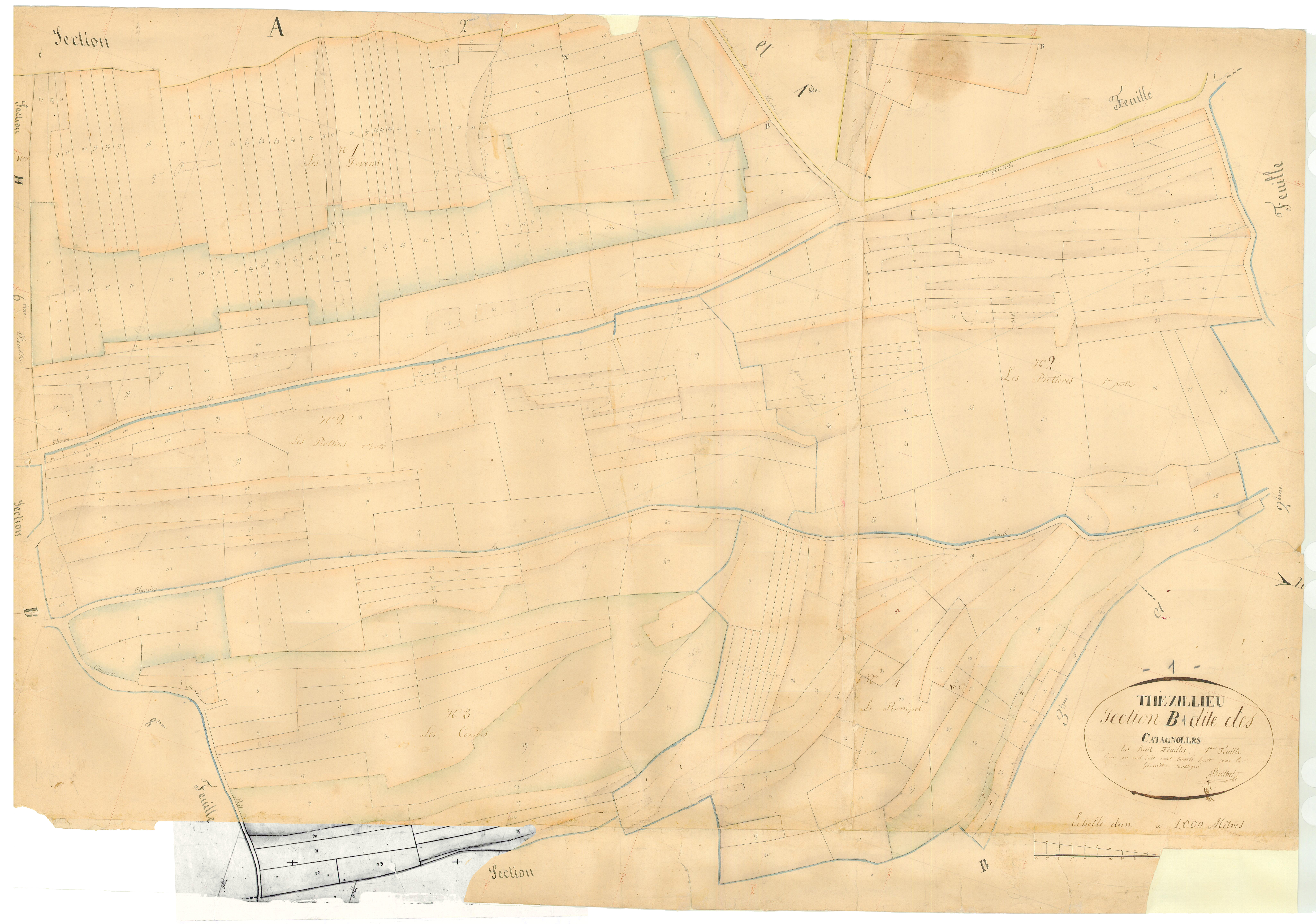 Thézillieu (Plateau d'Hauteville, Ain, France ; ancienne commune) - 3 P 9118 - 3 P 9118 -  Feuille 1  (1838)