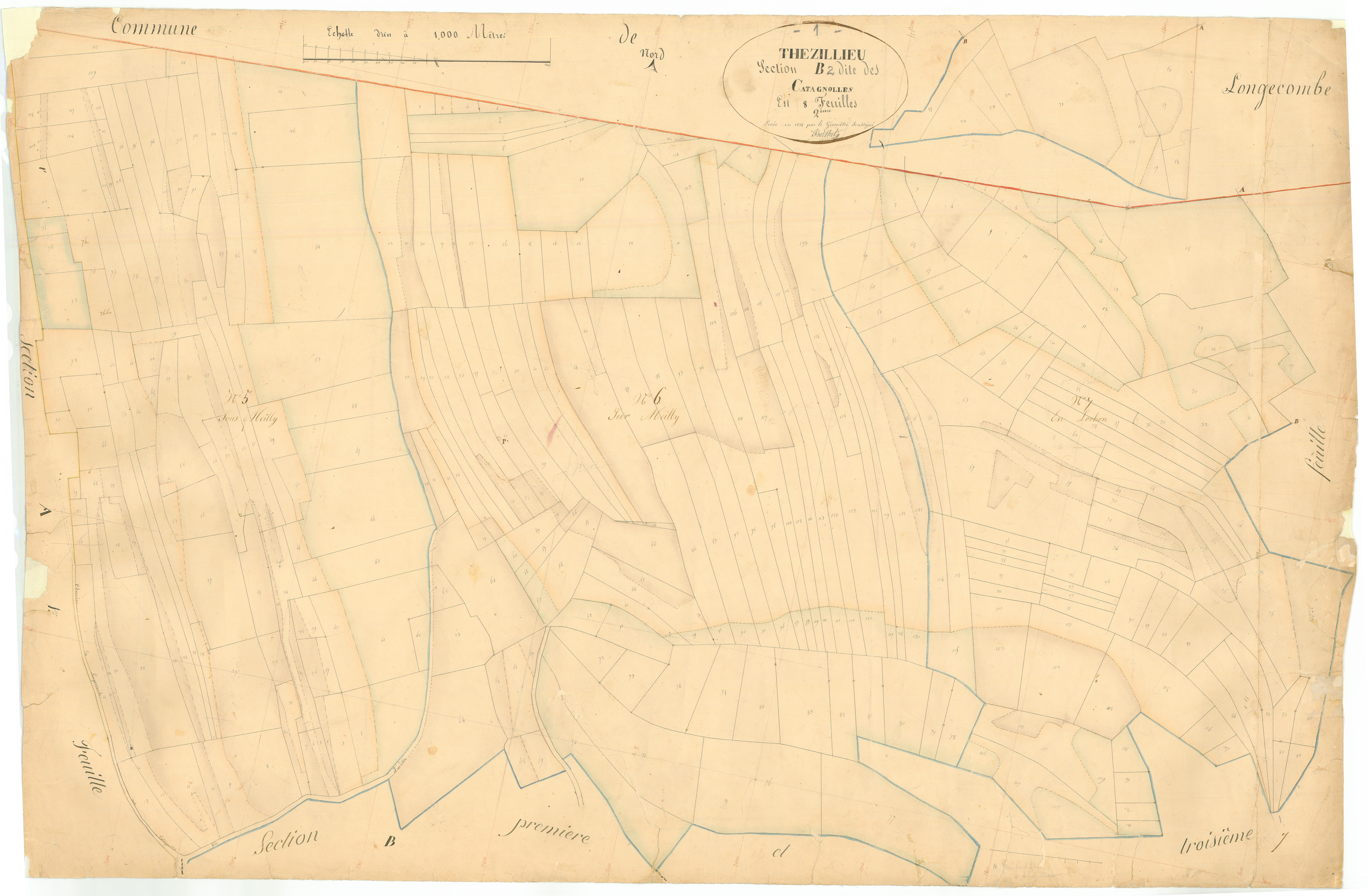 Thézillieu (Plateau d'Hauteville, Ain, France ; ancienne commune) - 3 P 9119 - 3 P 9119 -  Feuille 2  (1838)