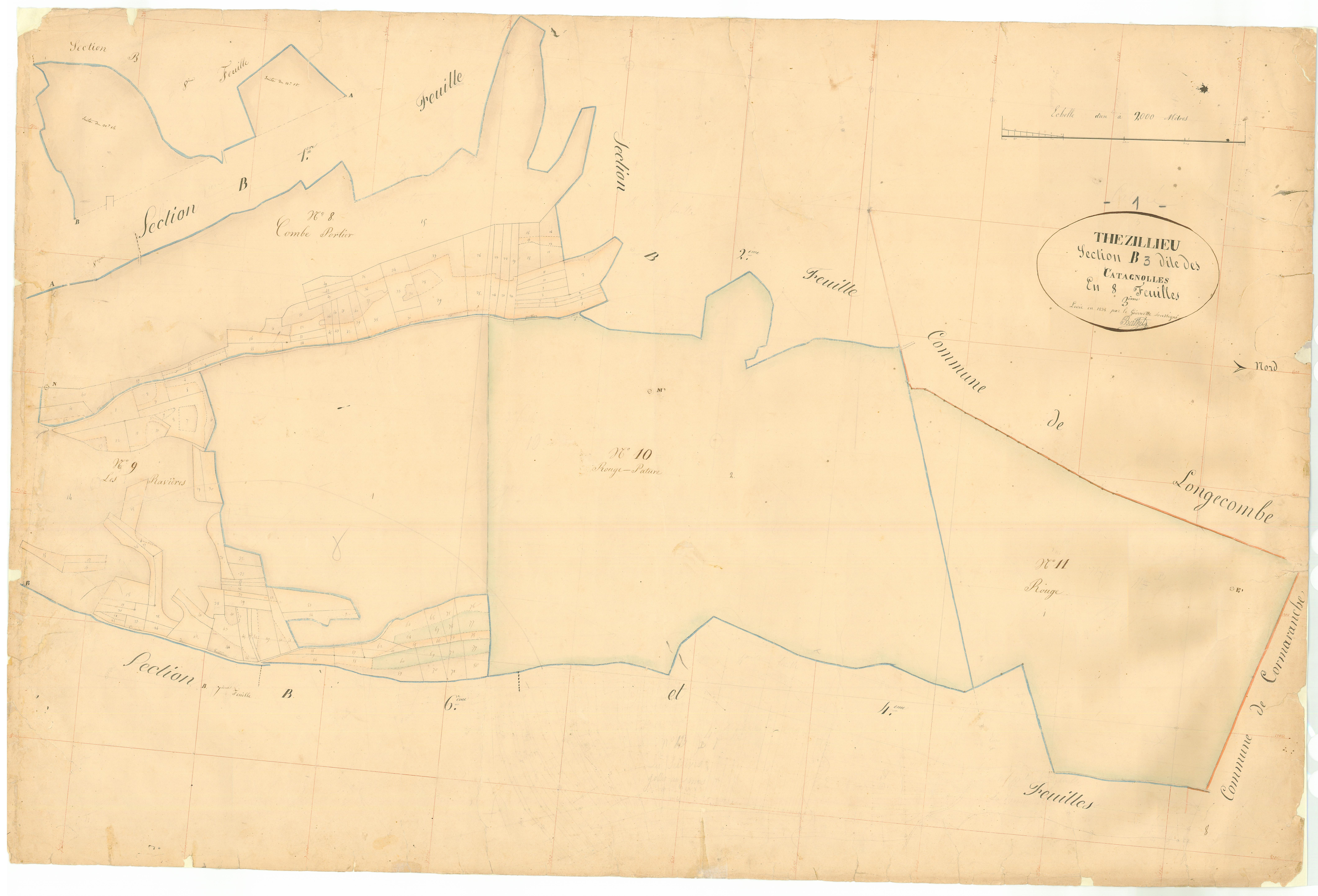Thézillieu (Plateau d'Hauteville, Ain, France ; ancienne commune) - 3 P 9120 - 3 P 9120 -  Feuille 3  (1838)