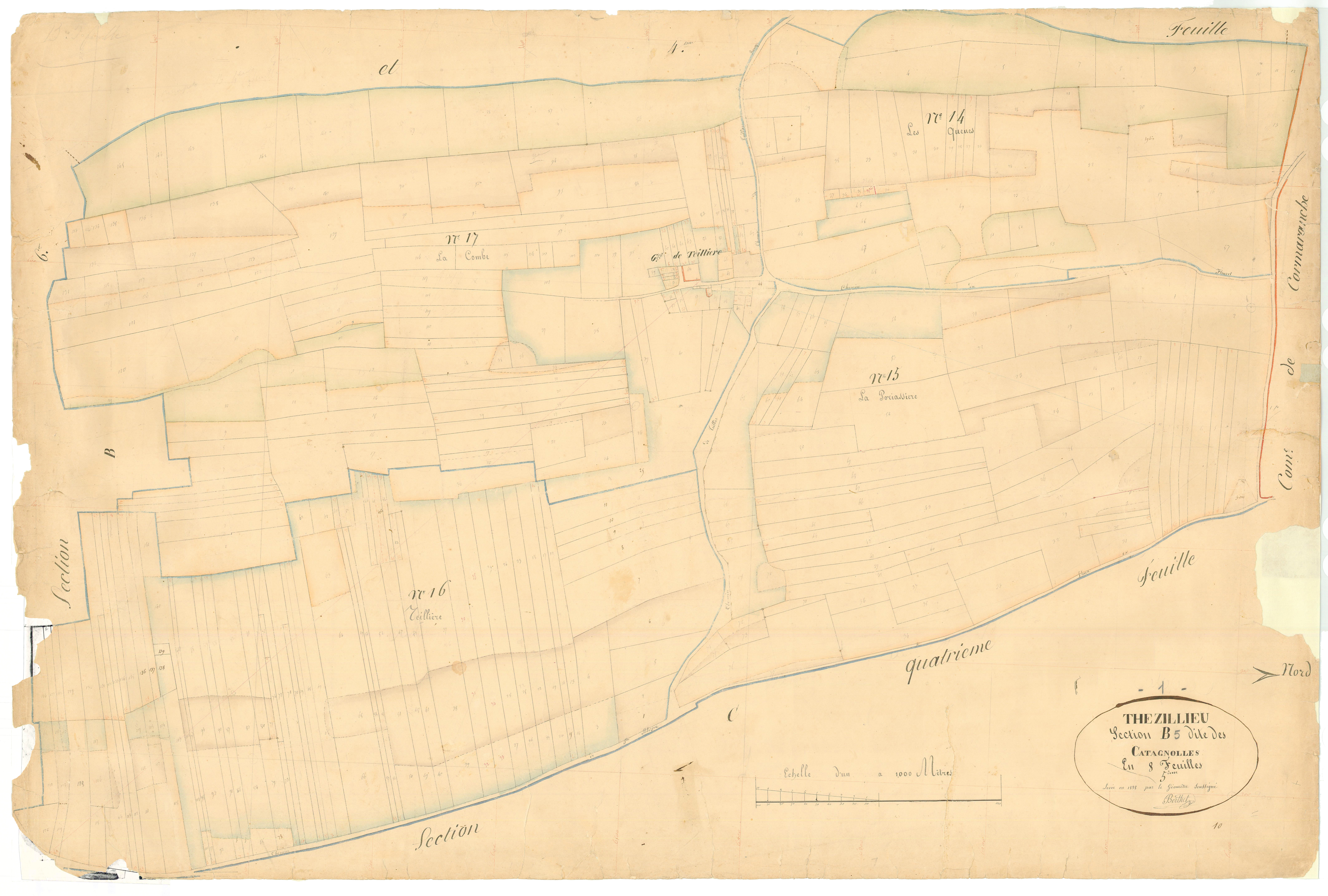 Thézillieu (Plateau d'Hauteville, Ain, France ; ancienne commune) - 3 P 9122 - 3 P 9122 -  Feuille 5  (1838)