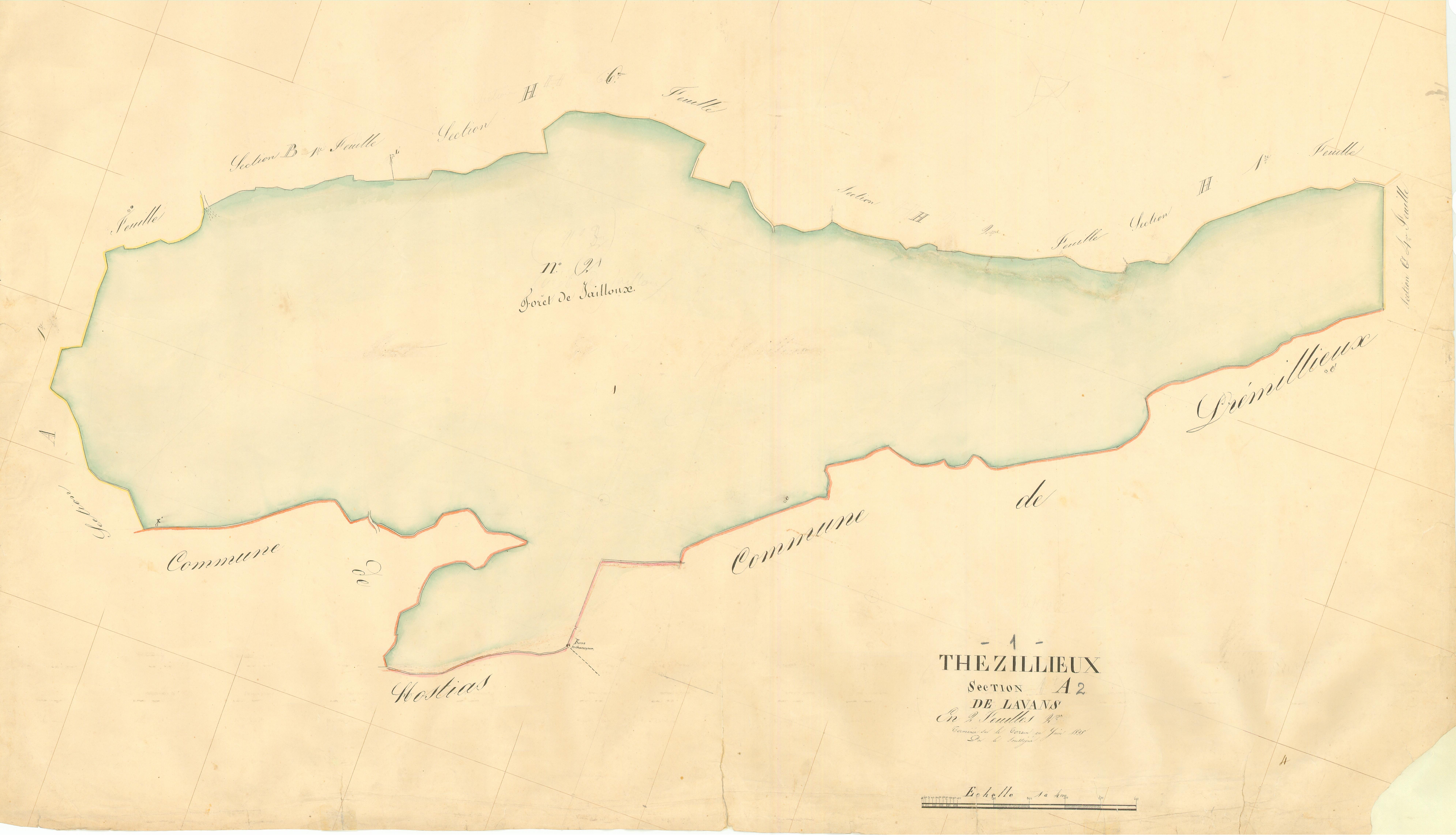 Thézillieu (Plateau d'Hauteville, Ain, France ; ancienne commune) - 3 P 9117 - 3 P 9117 -  Feuille 2  (1838)