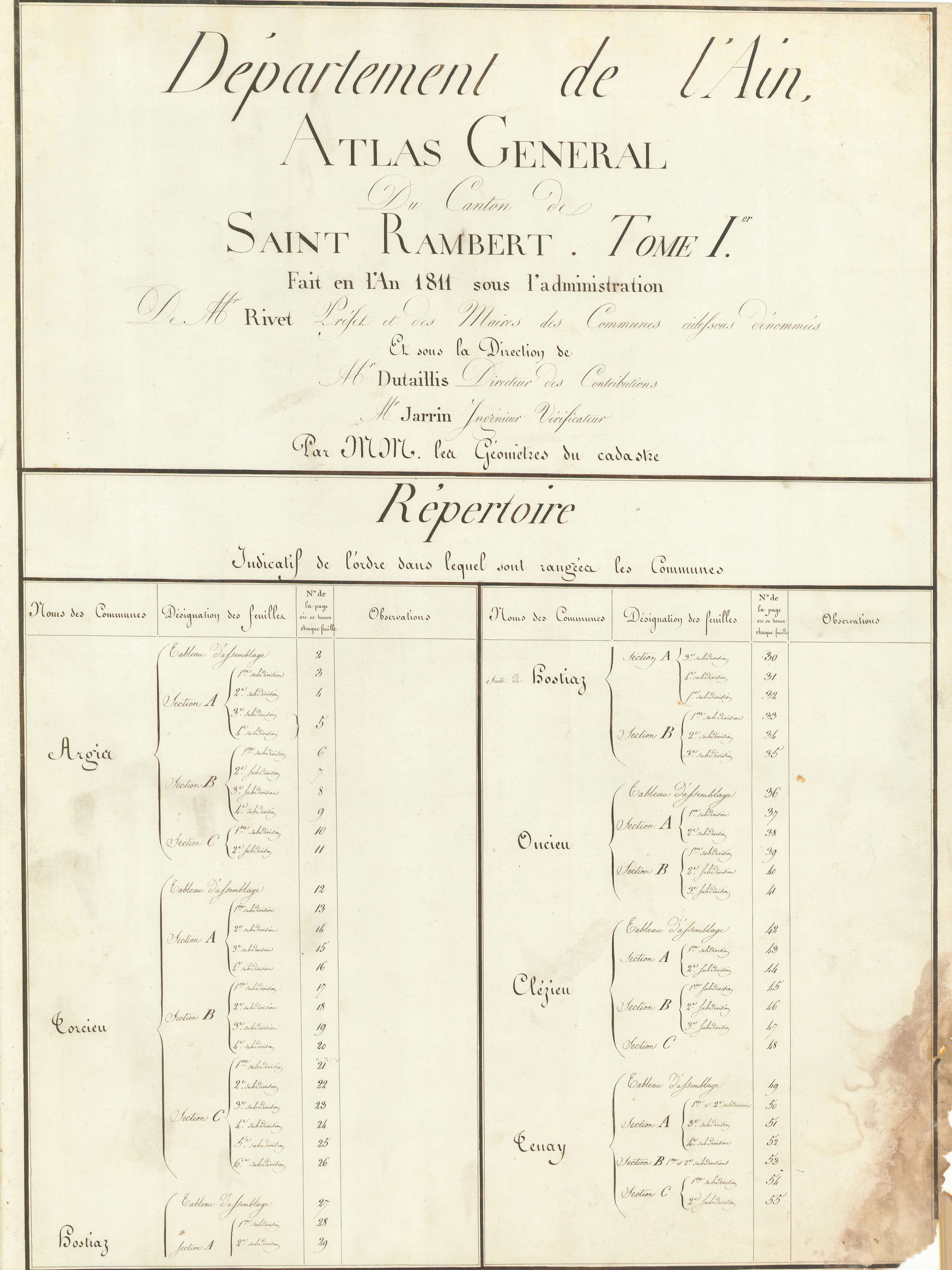 Torcieu - 3 P 10104 - 3 P 10104 - Liste des communes : canton de Saint-Rambert-en-Bugey (1810)