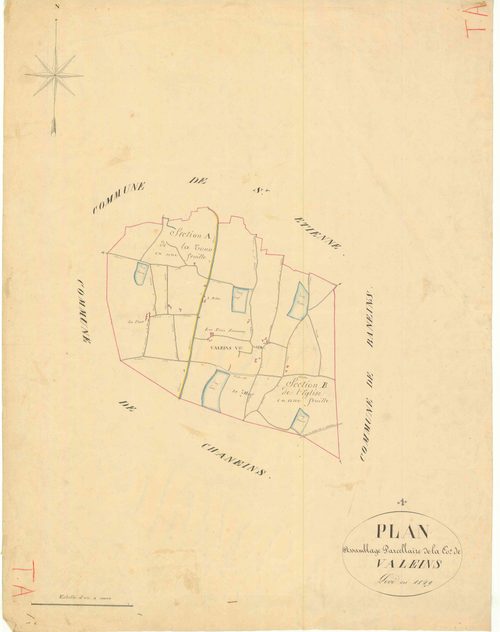 Valeins - 3 P 9282 - 3 P 9282 -  Tableau d'assemblage  (1829)