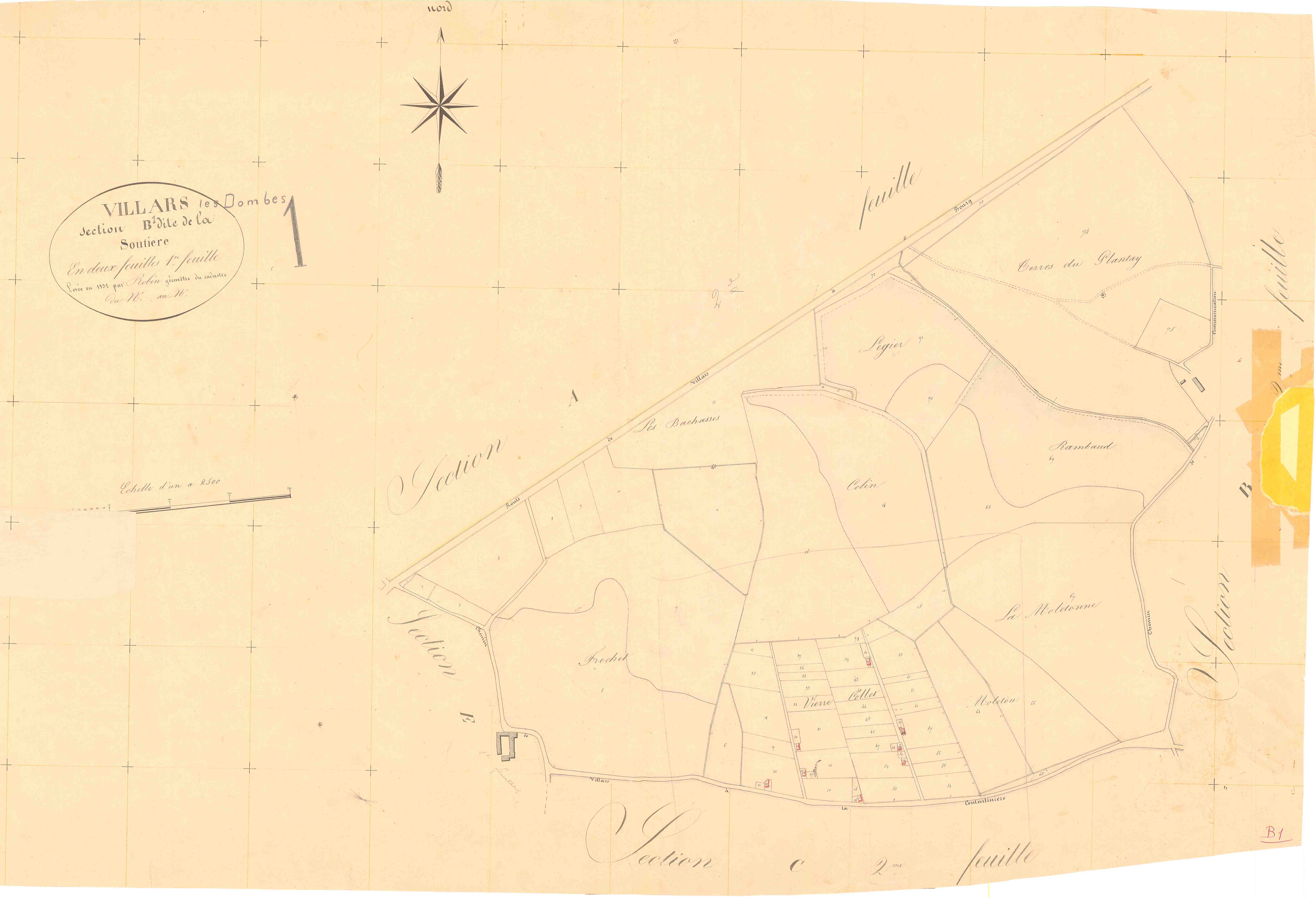 Villars-les-Dombes - 1777 W 489-5 - 1777 W 489-5 -  Feuille 1  (1832)