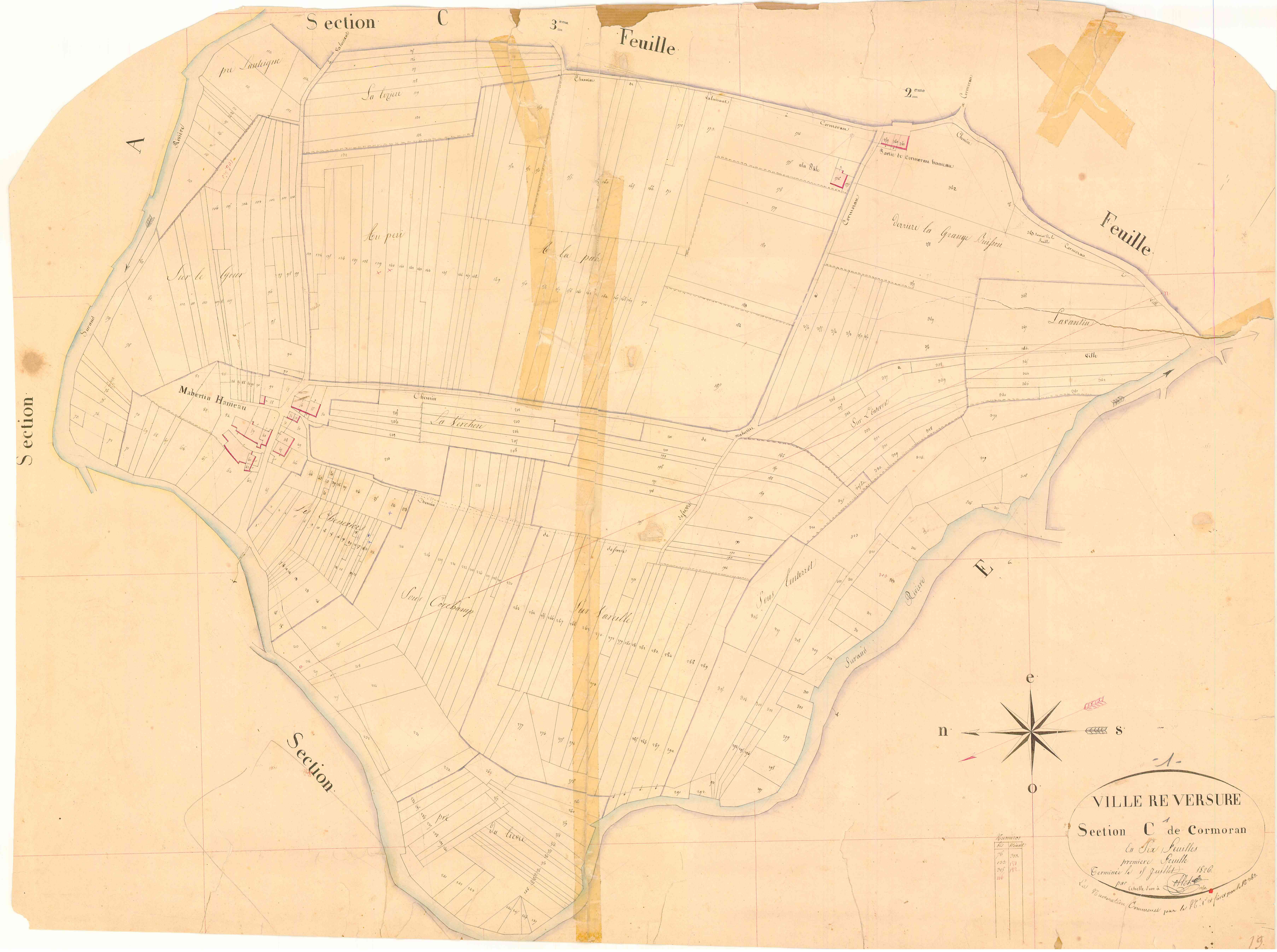 Villereversure - 3 P 9500 - 3 P 9500 -  Feuille 1  (1825-1826)