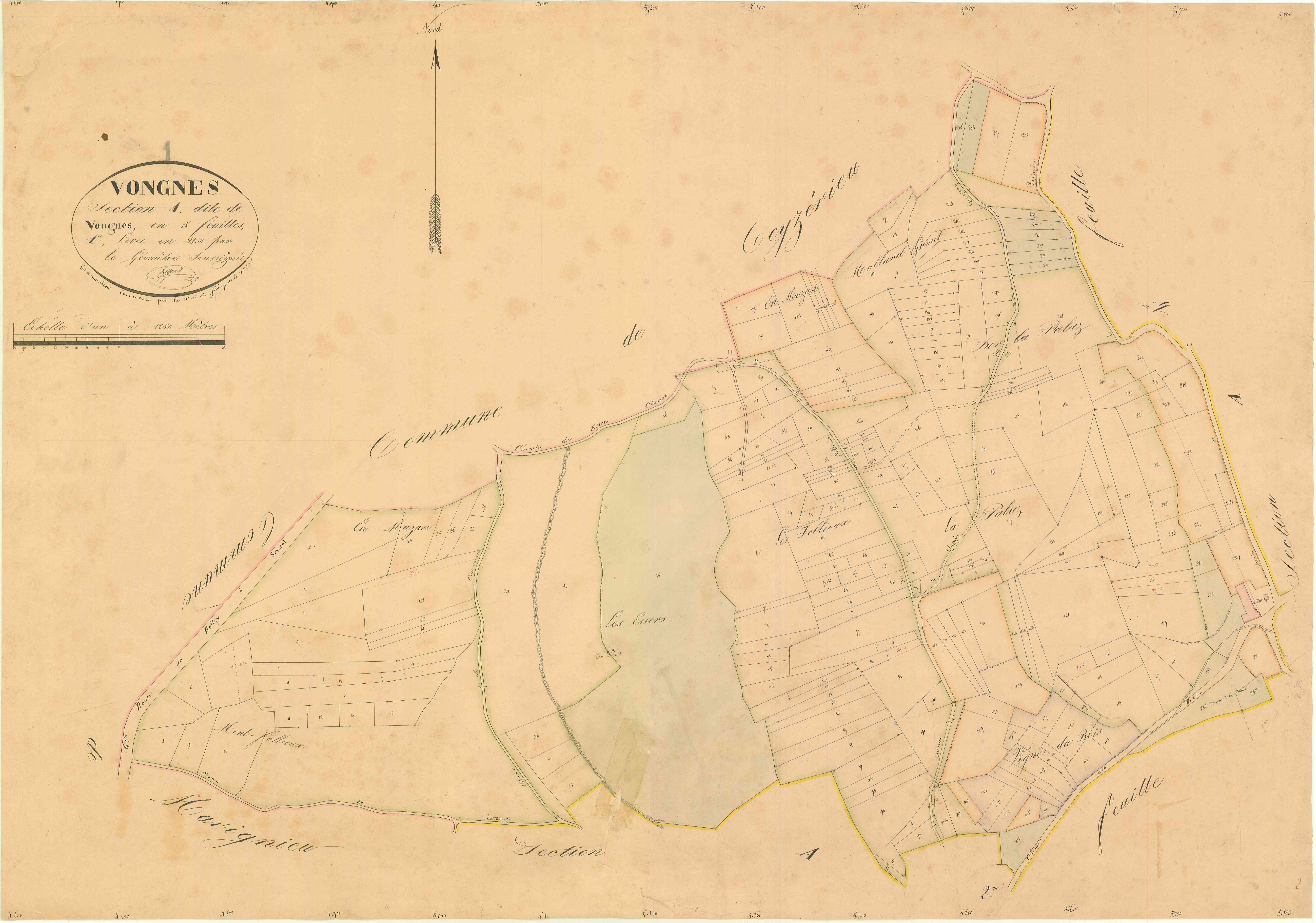 Vongnes - 3 P 9603 - 3 P 9603 -  Feuille 1  (1833)