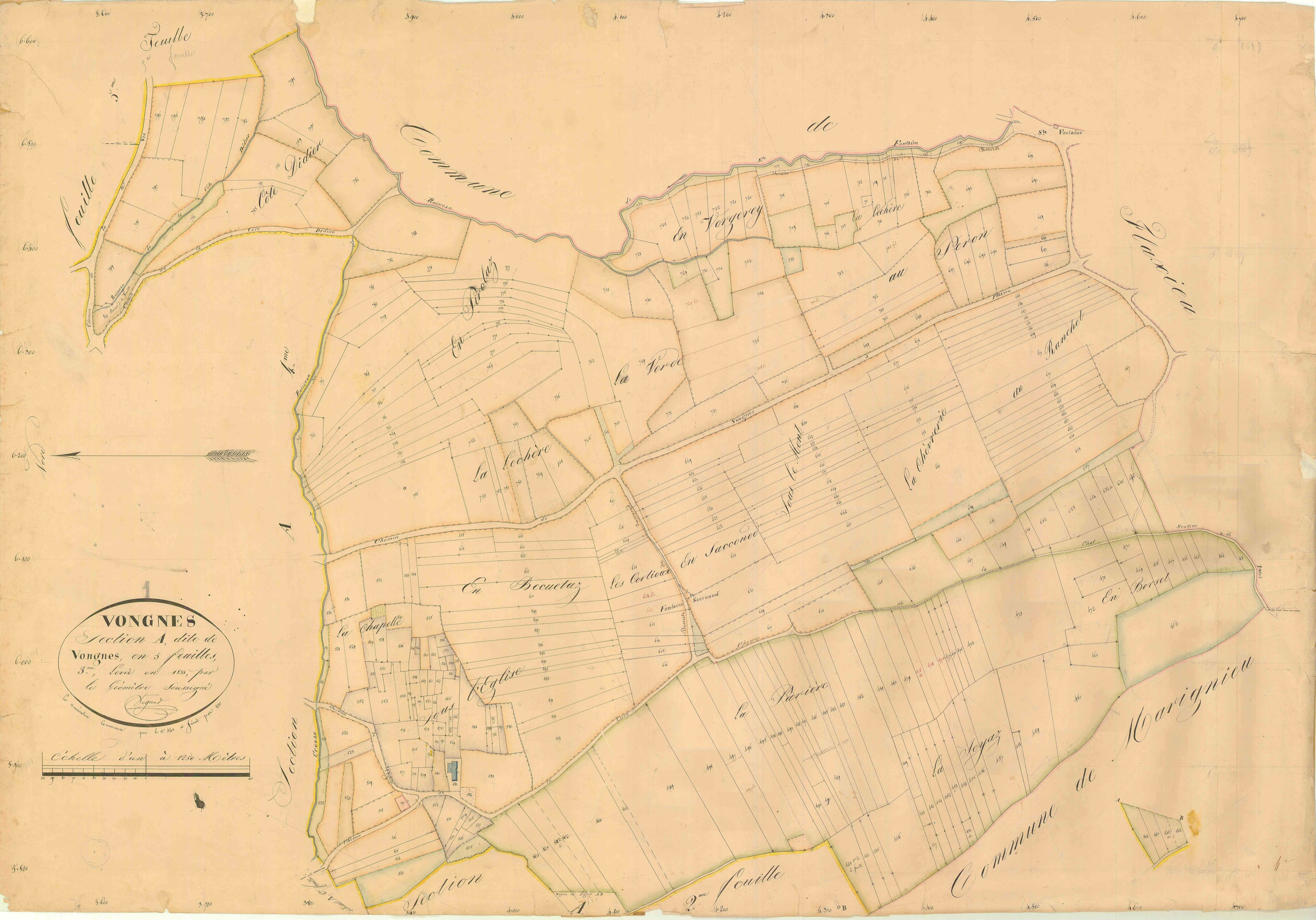 Vongnes - 3 P 9605 - 3 P 9605 -  Feuille 3  (1833)