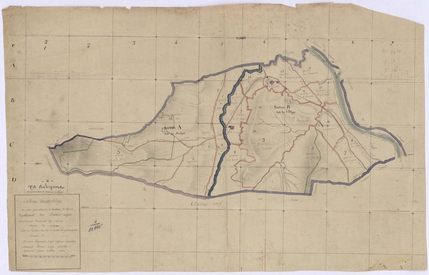 AUBIGNOSC - Tableau d'assemblage de la commune d'Aubignosc.