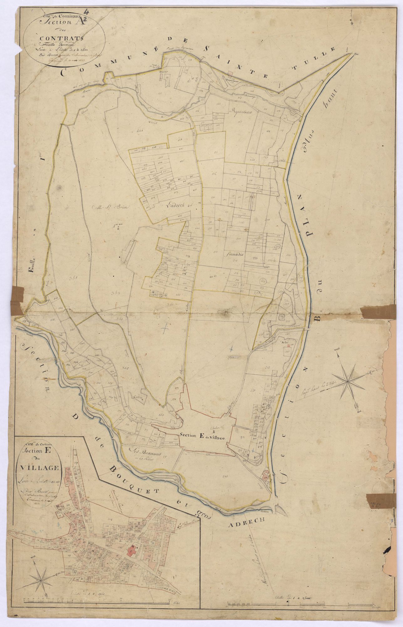 CORBIERES - Section A, les Contrats, Section E, le Village.