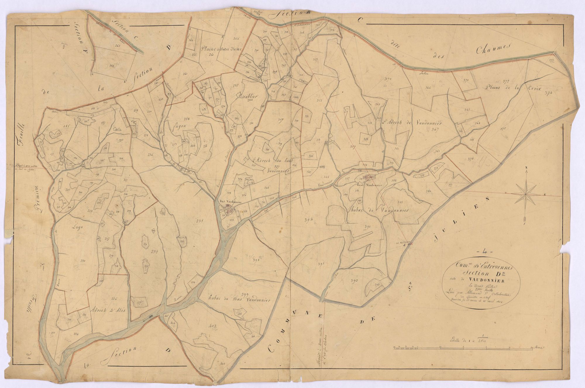 ENTREVENNES - Section D, Vaudonnier.