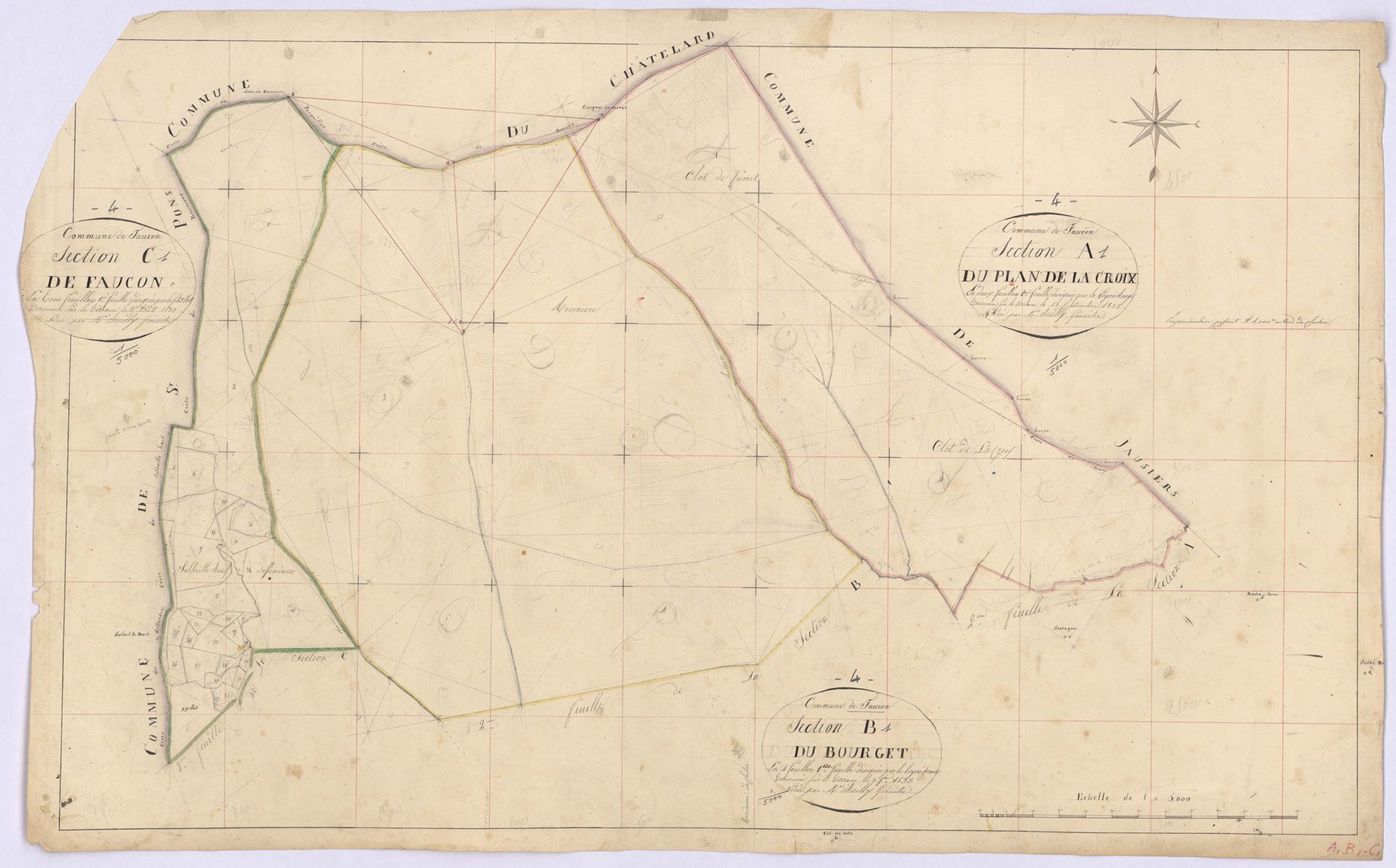 FAUCON-DE-BARCELONNETTE - Section A, B, et C : Plan-de-la-Croix, Le Bourget, Faucon,