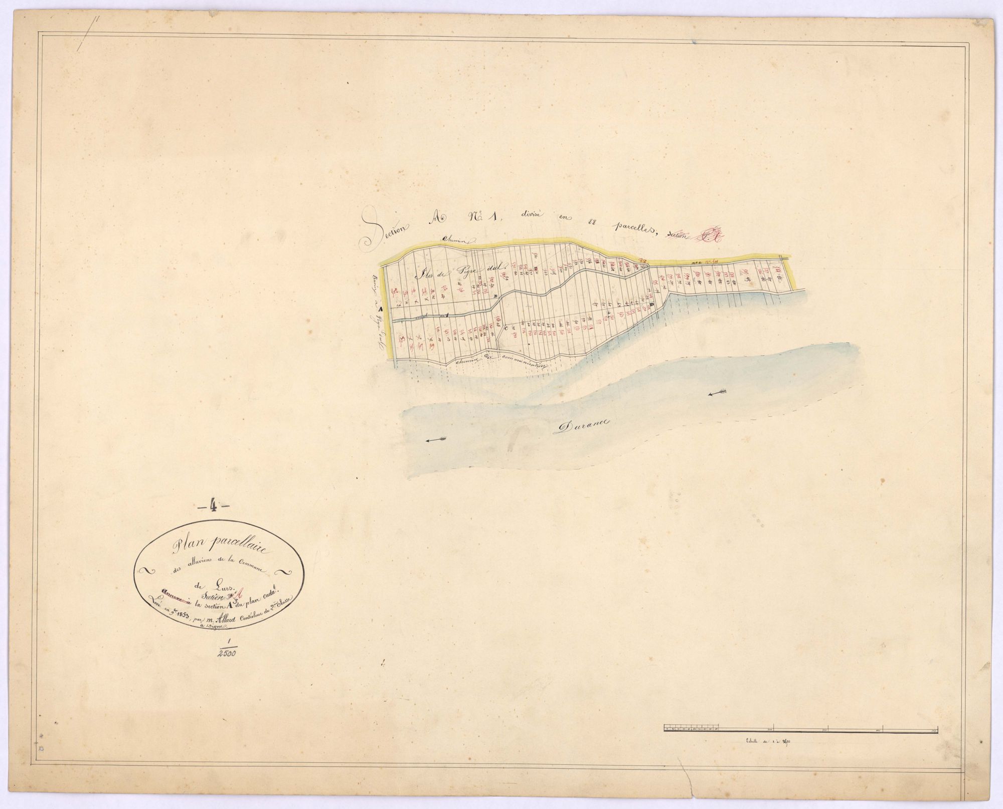 LURS - Plan parcellaire des alluvions de la commune de Lurs.