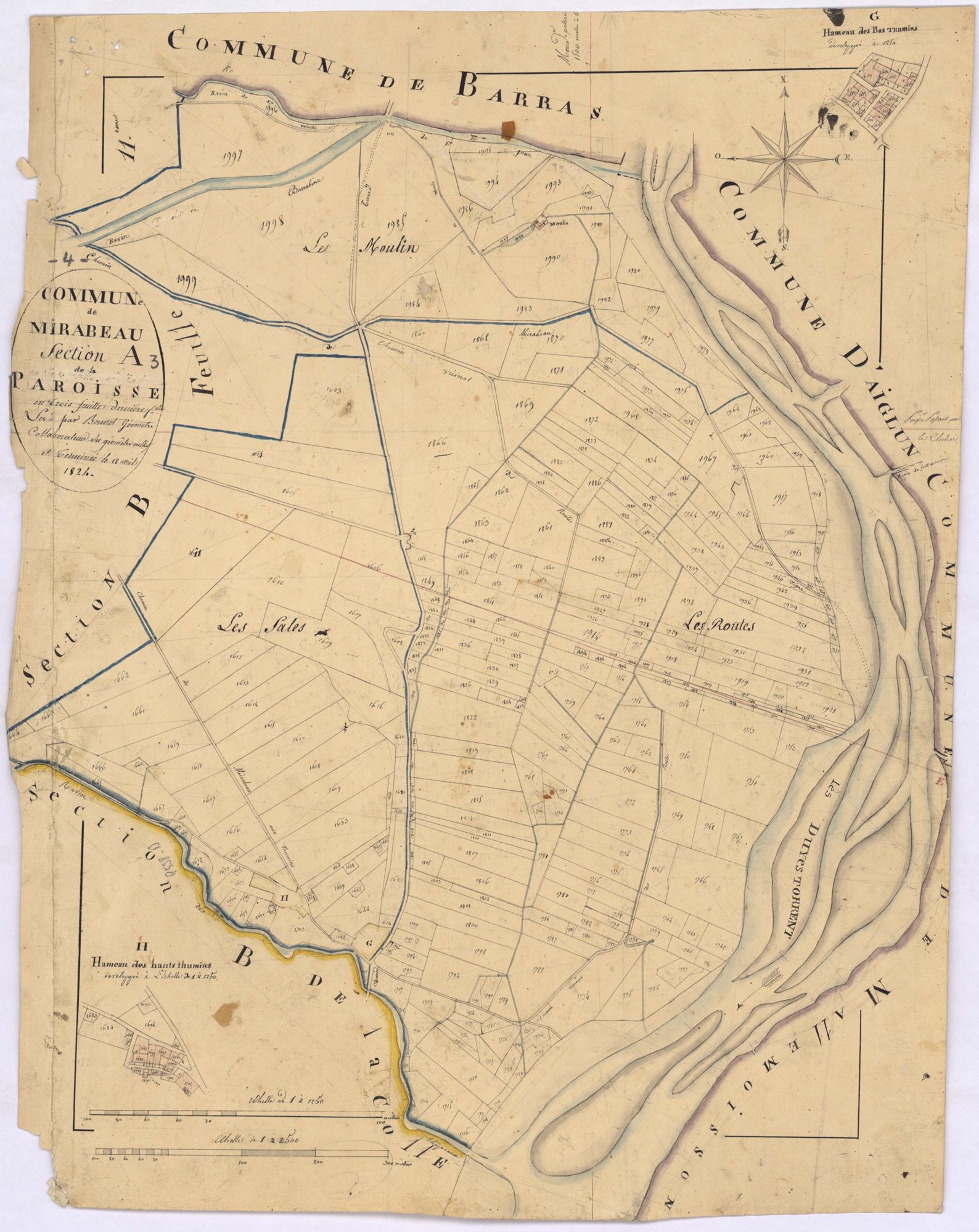 MIRABEAU - Section A et B, la Paroisse et La Colle.
