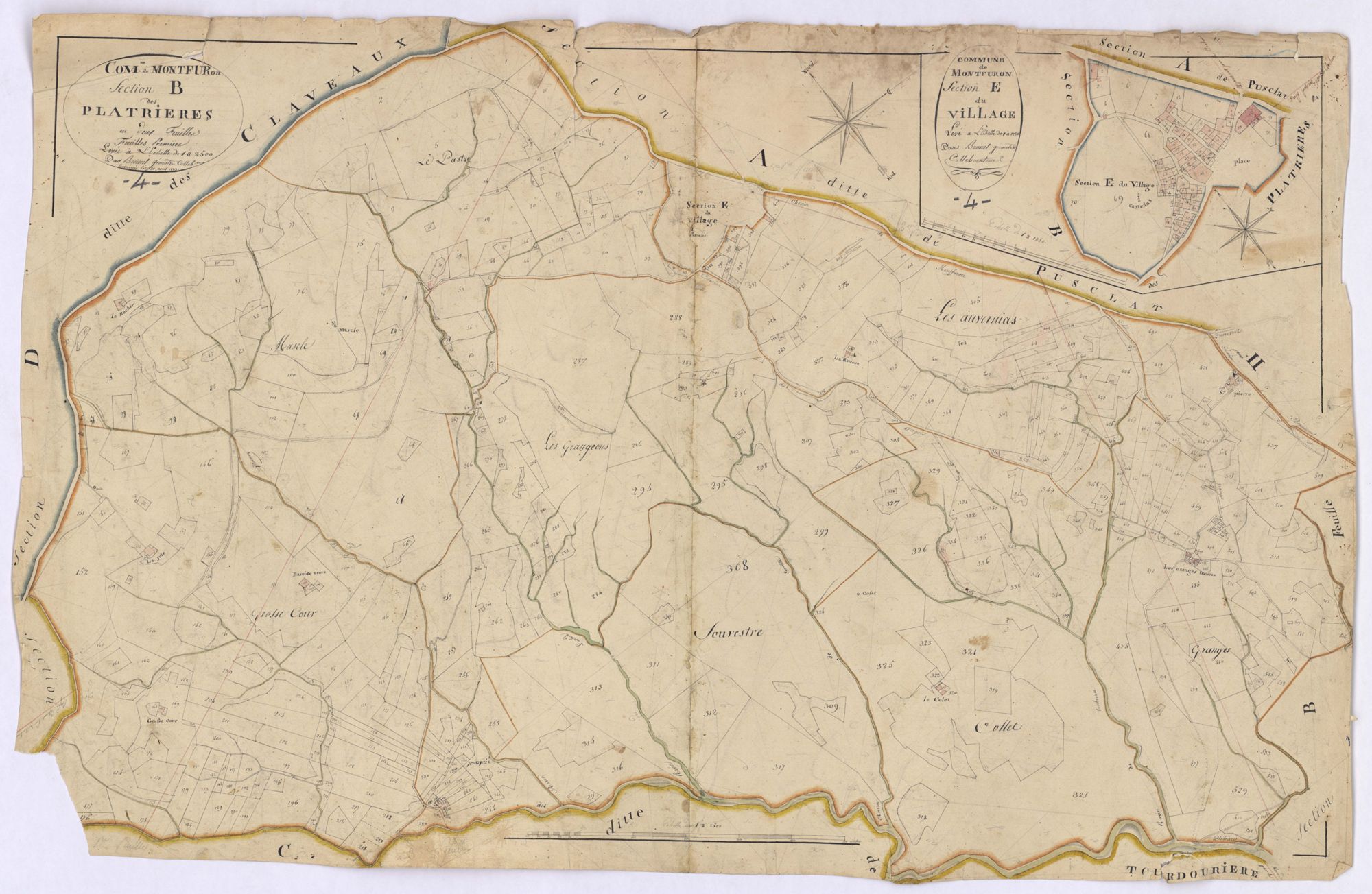 MONTFURON - Sections B et E, les Platieres et le Village.