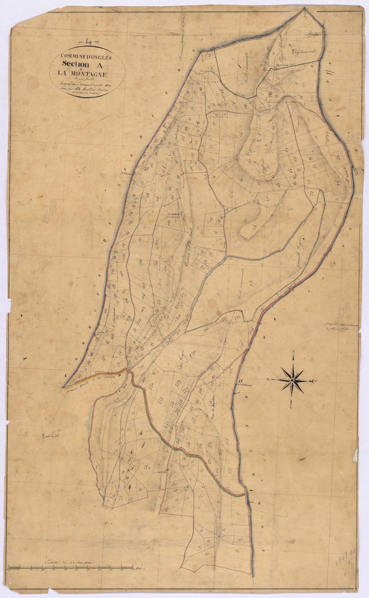 ONGLES - Plan de la section A, dite de la Montagne.