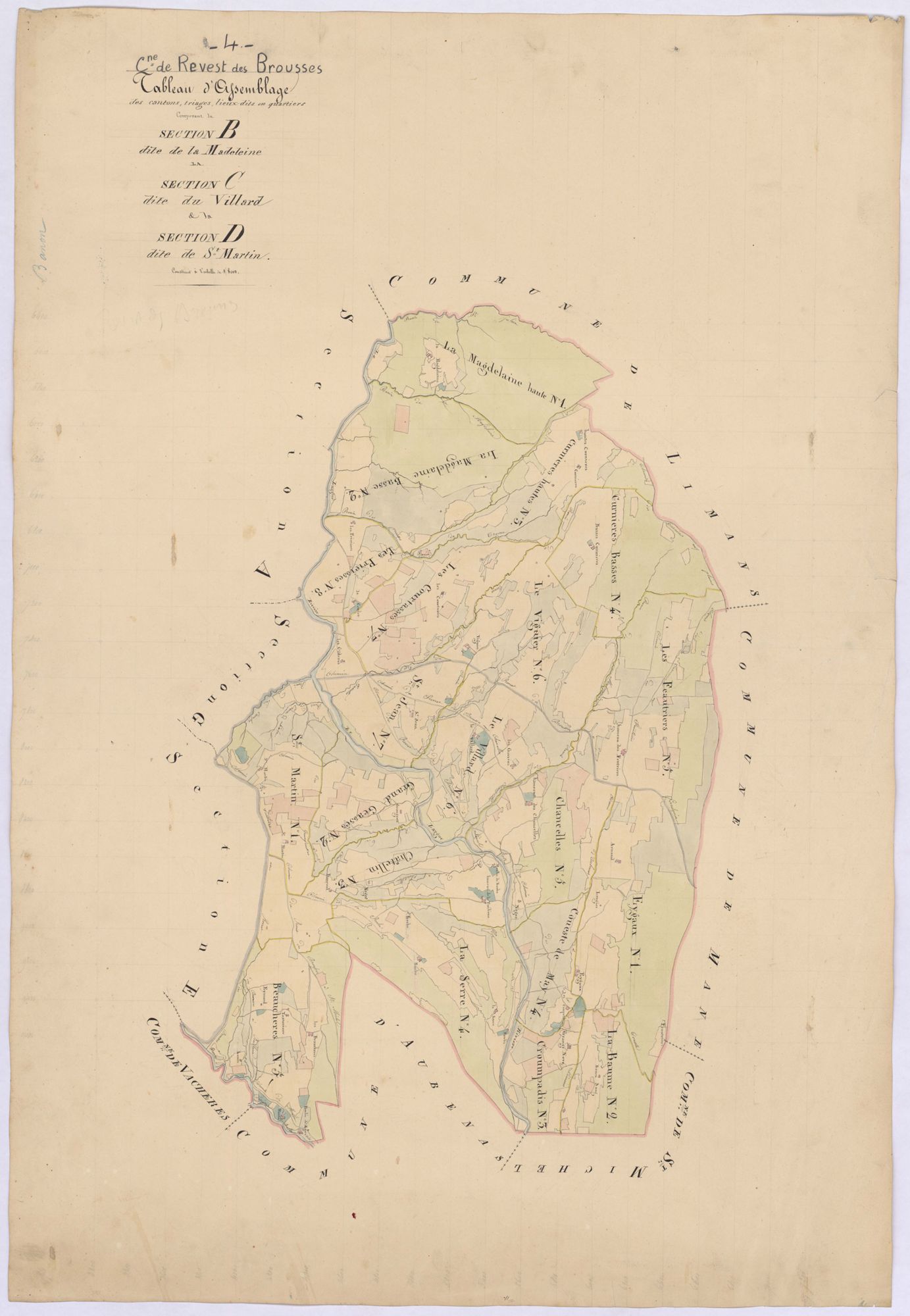 REVEST-DES-BROUSSES - Sections B, Madeleine. C, le Villard, D, Saint-Martin.