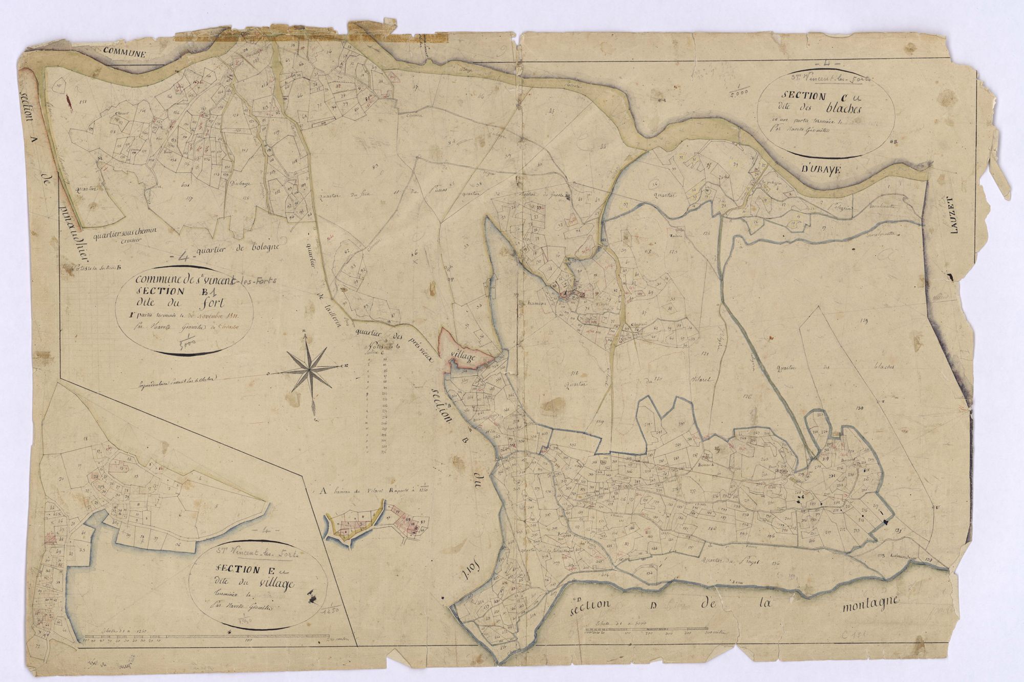 SAINT-VINCENT-LES-FORTS - Sections : B, le Fort, C, les Blaches, E, le Village.