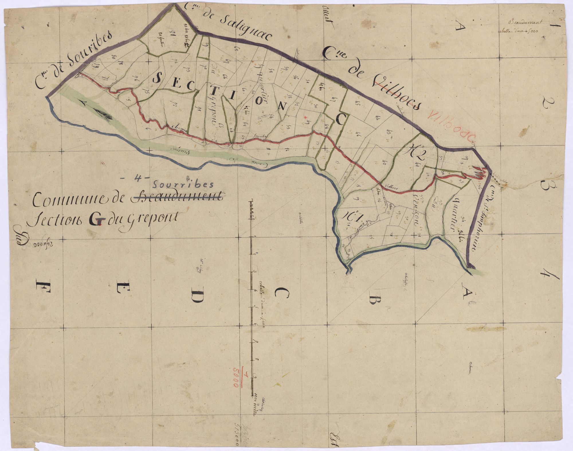 SOURRIBES - Section G, le Crepont.