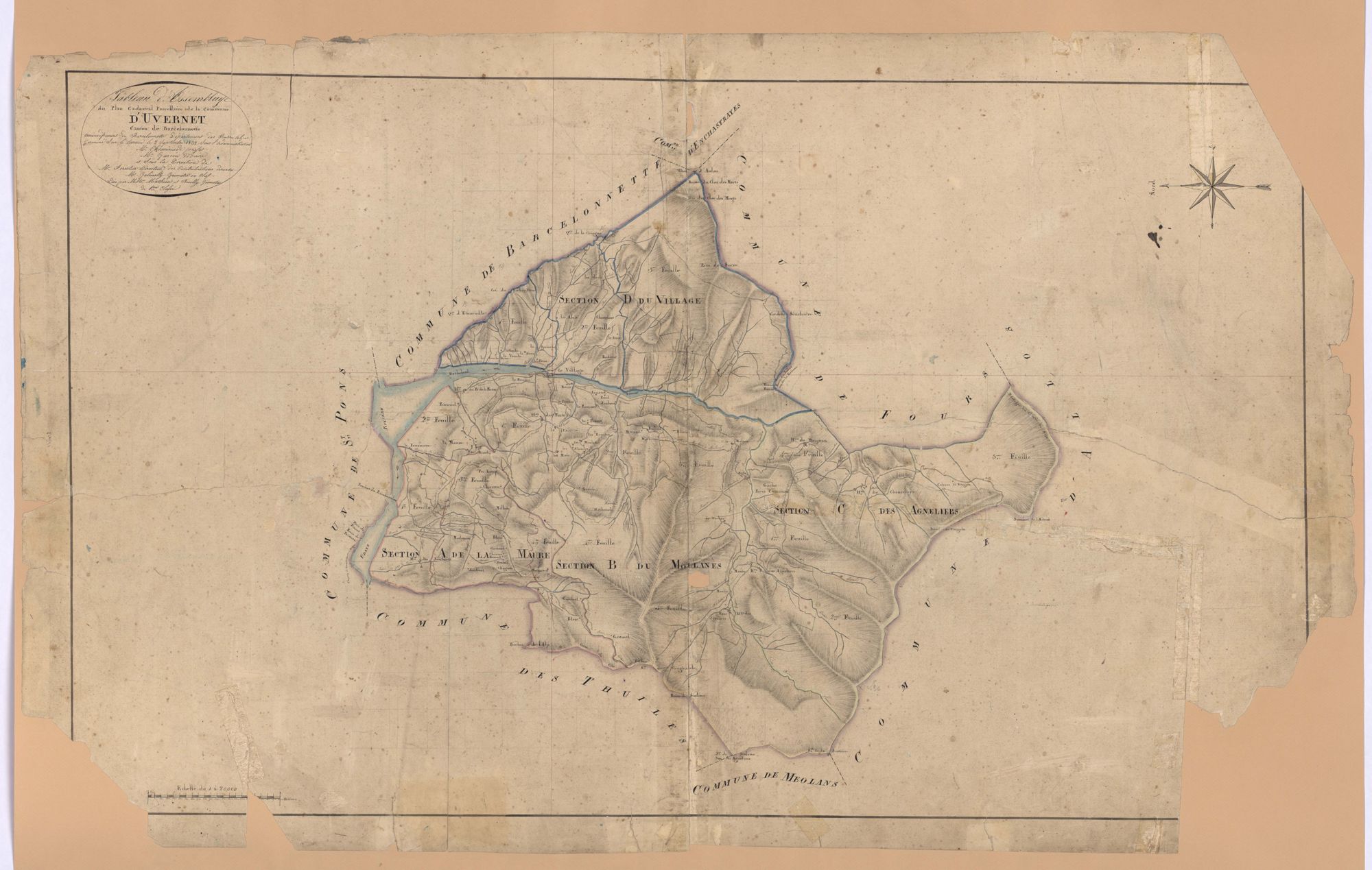 UVERNET - Tableau d'assemblage de la commune de Uvernet.