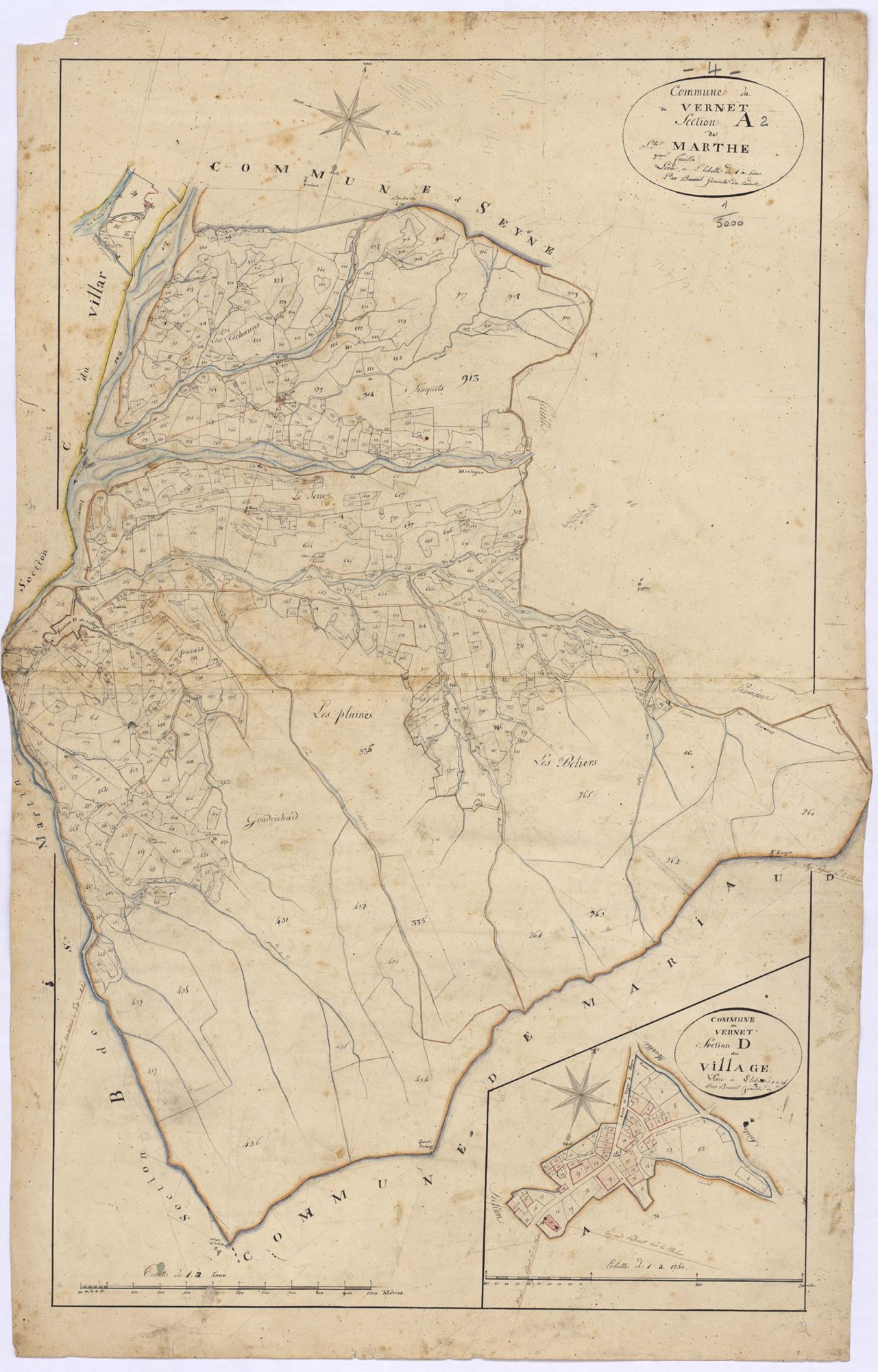 VERNET-LE - Sections : A, Sainte-Marthe, D, le Village.