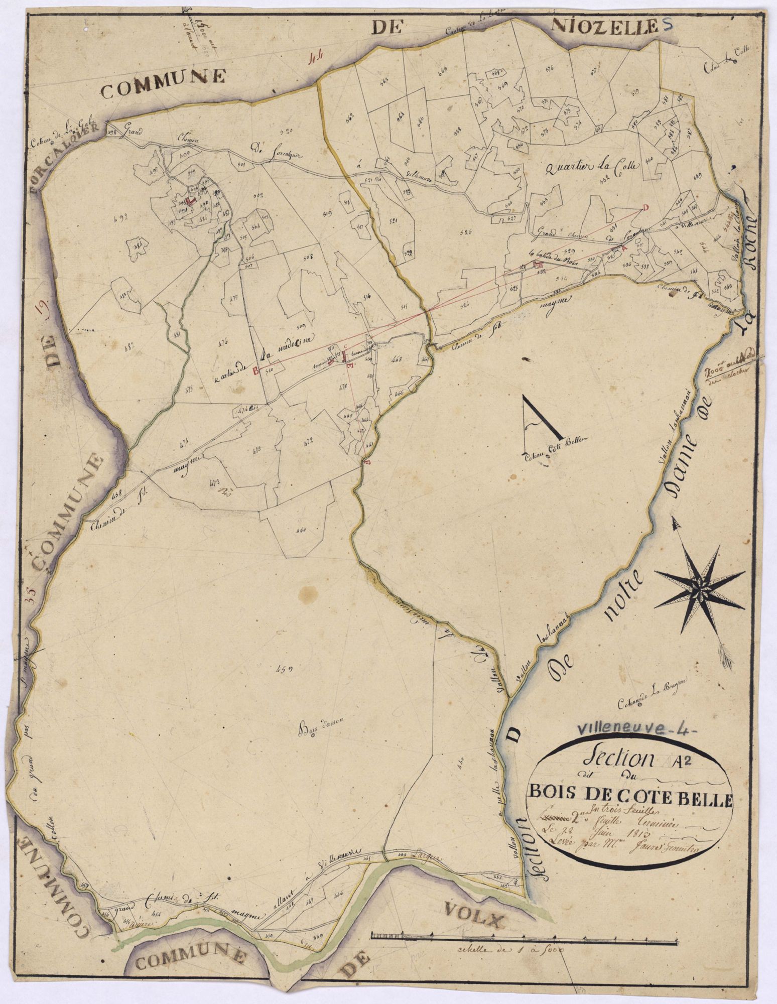 VILLENEUVE - Section A, le Bois de Cotte.