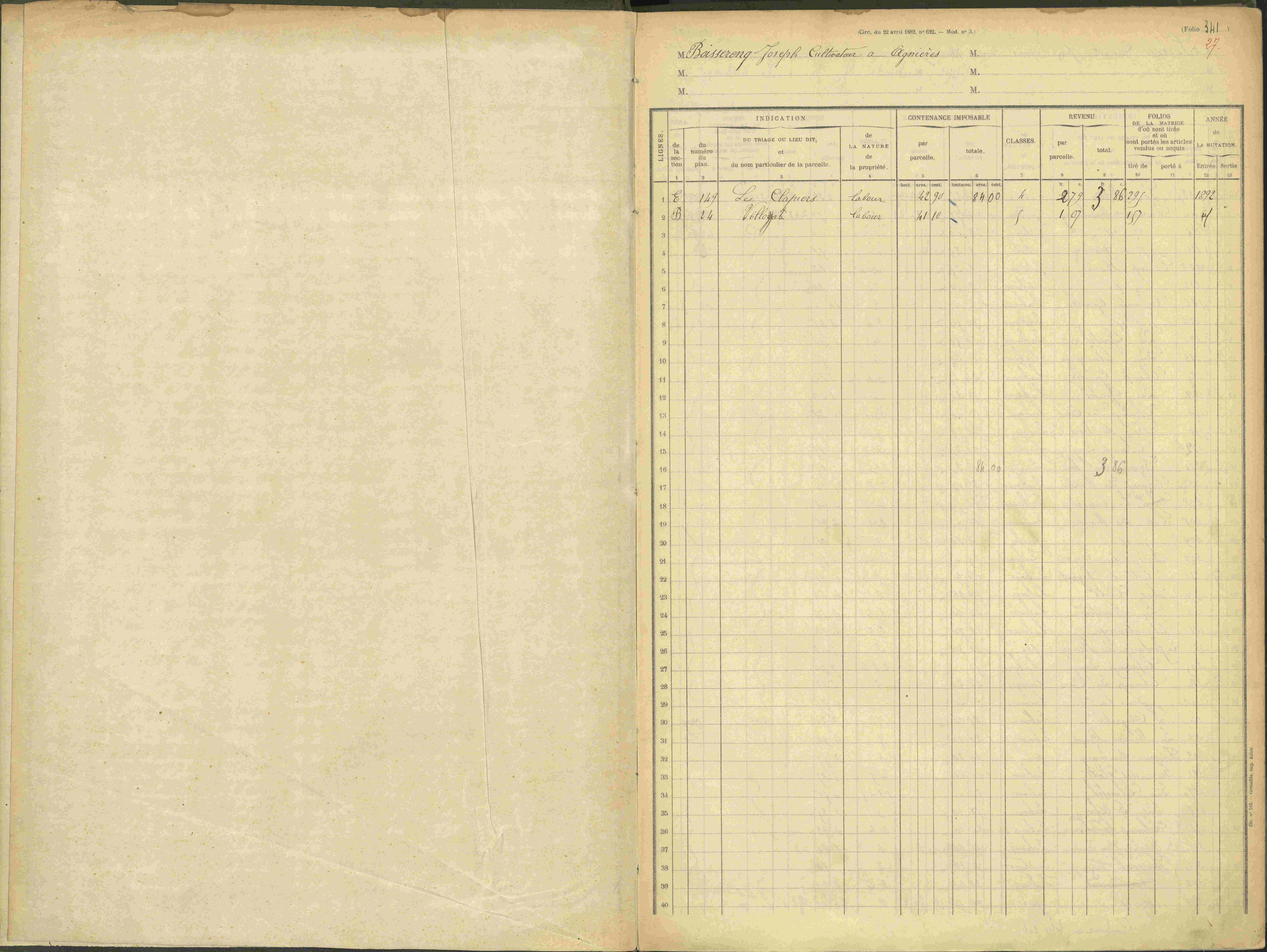 Agnières-en-Dévoluy - 3 P 109/1 - 3 P 109/1 - Matrice, folios 341-379. 