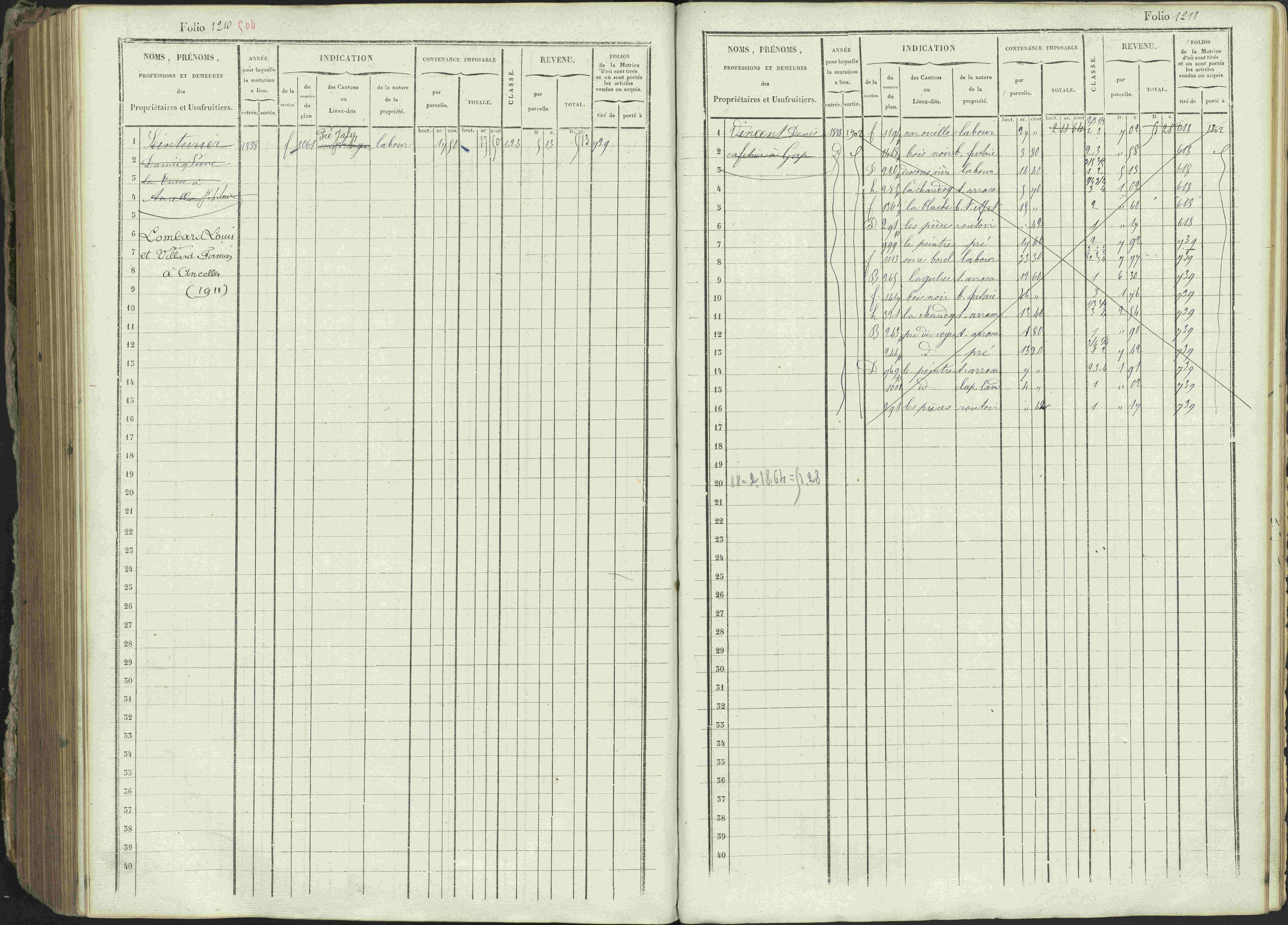 Ancelle - 3 P 129/1 - 3 P 129/1 - Matrice, folios 625-1246. 