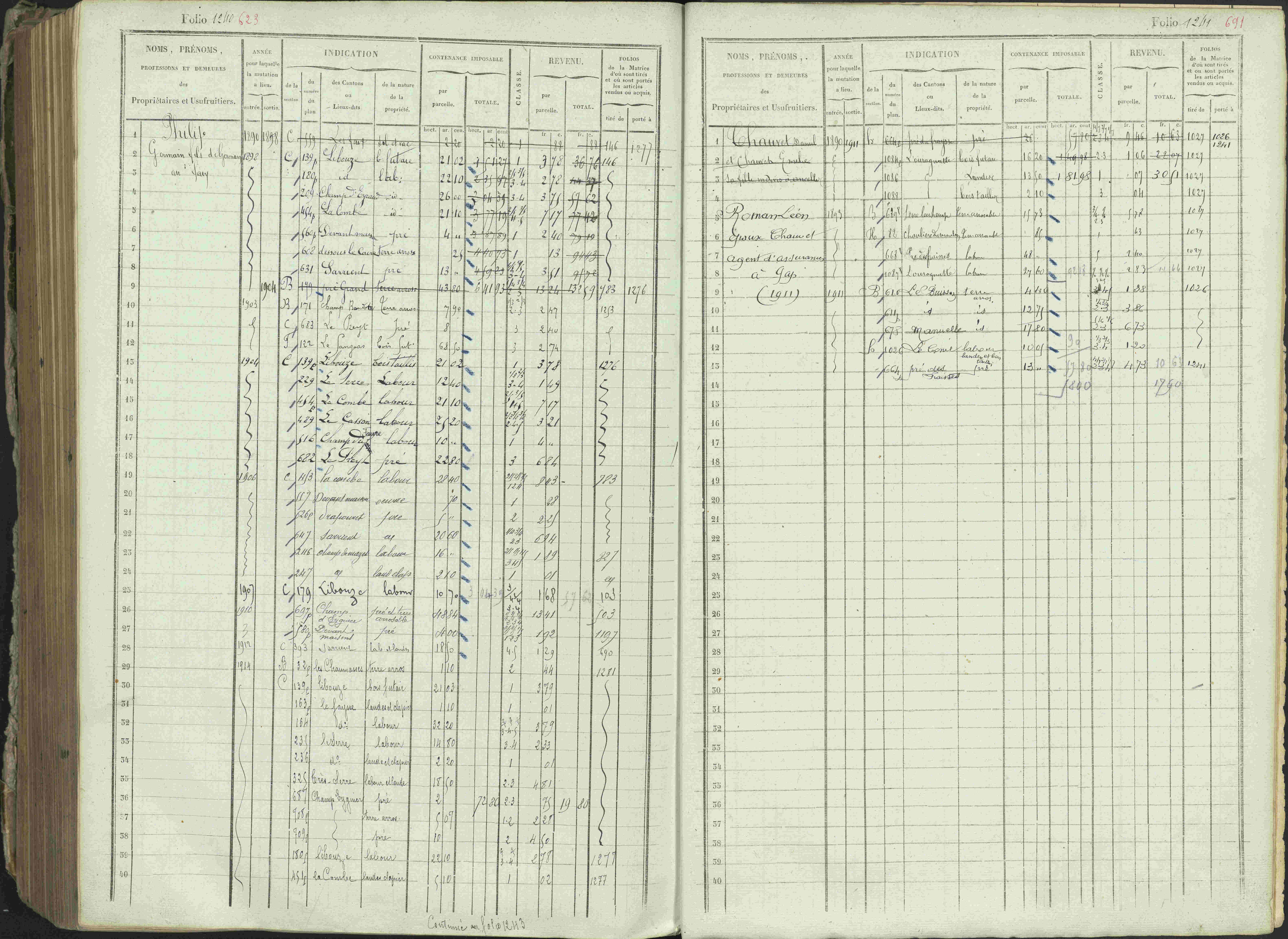Ancelle - 3 P 129/1 - 3 P 129/1 - Matrice, folios 625-1246. 