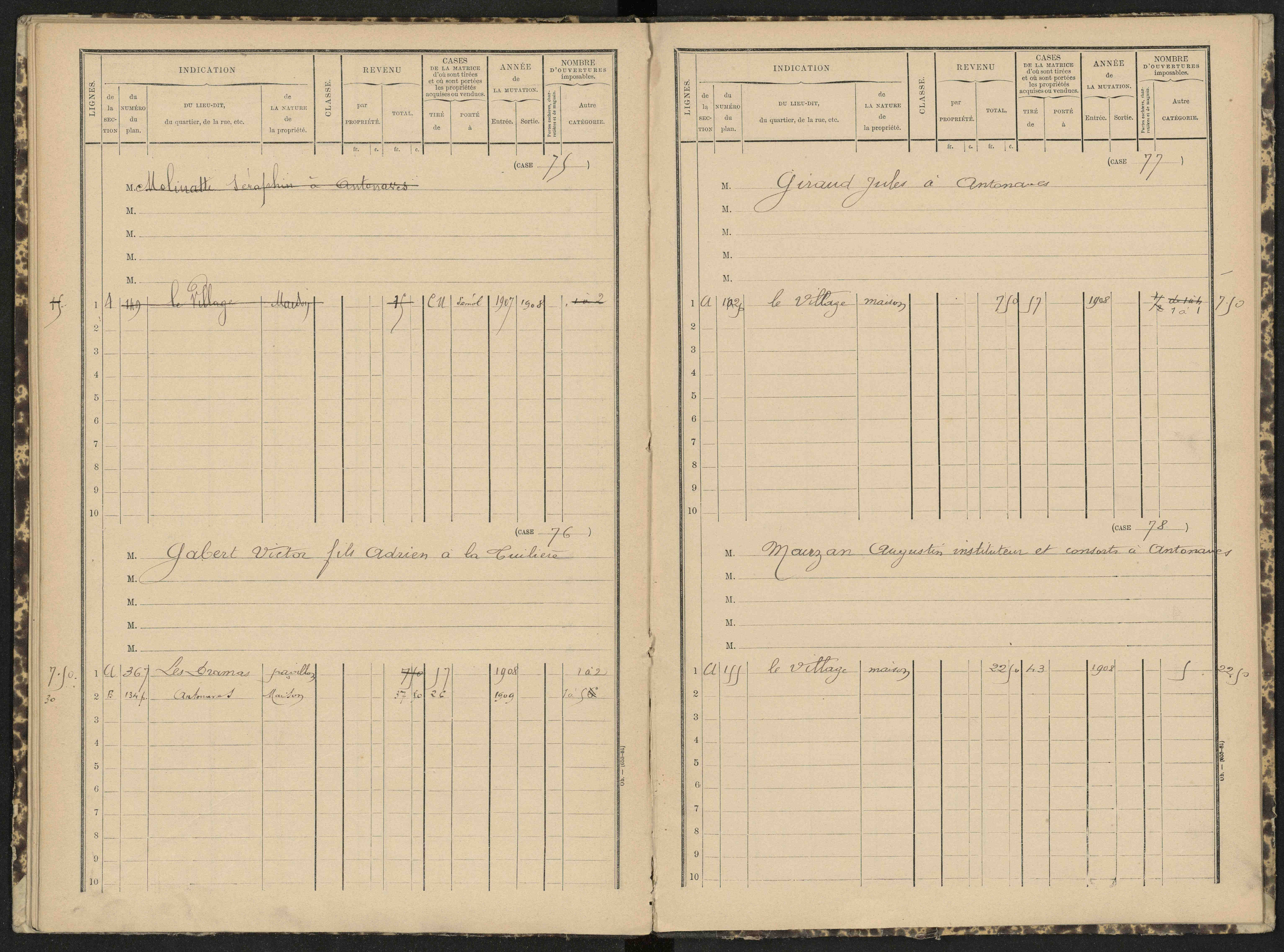 Antonaves - 3 P 139/1 - 3 P 139/1 - Matrice des propriétés bâties.