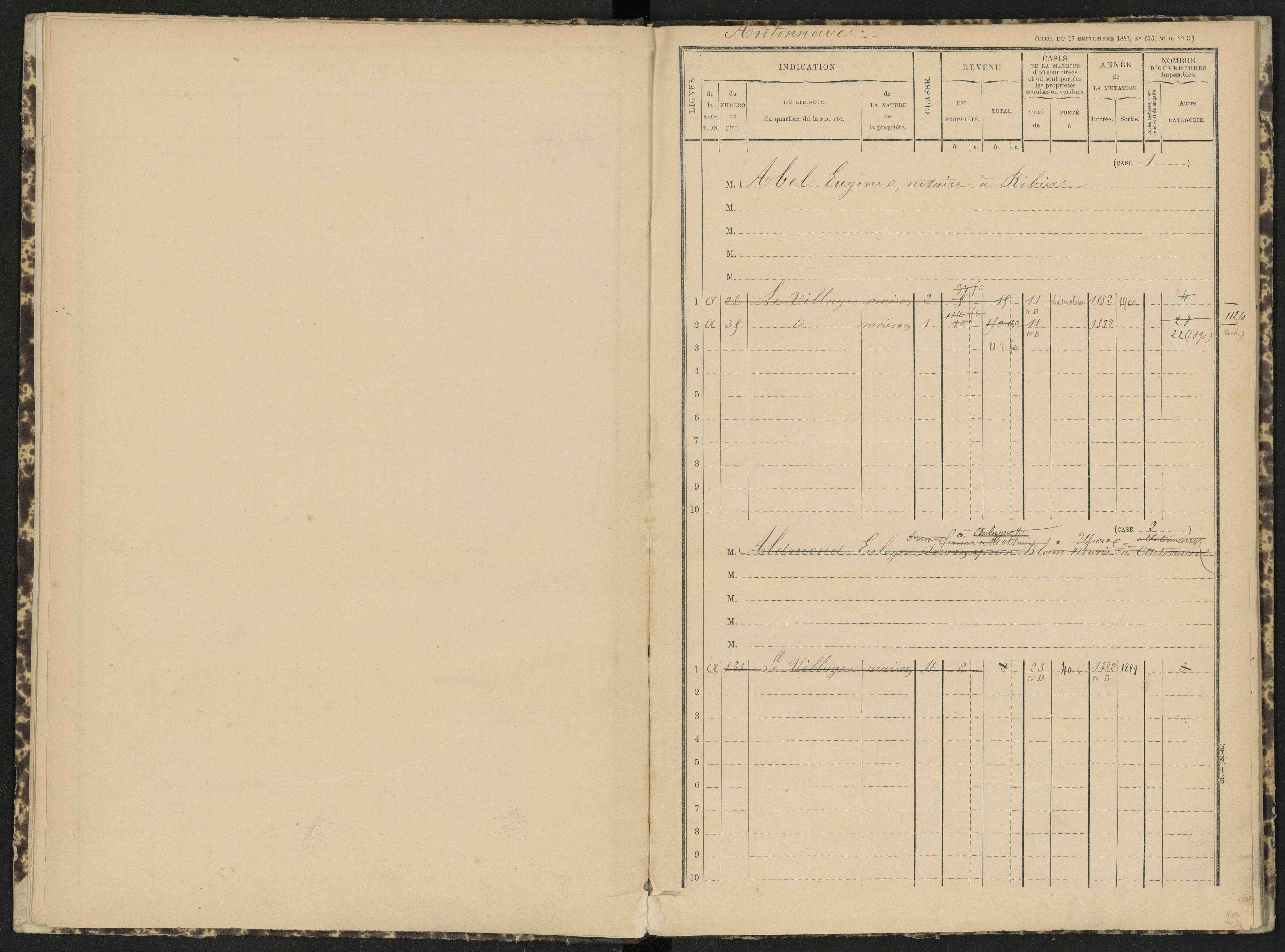 Antonaves - 3 P 139/1 - 3 P 139/1 - Matrice des propriétés bâties.