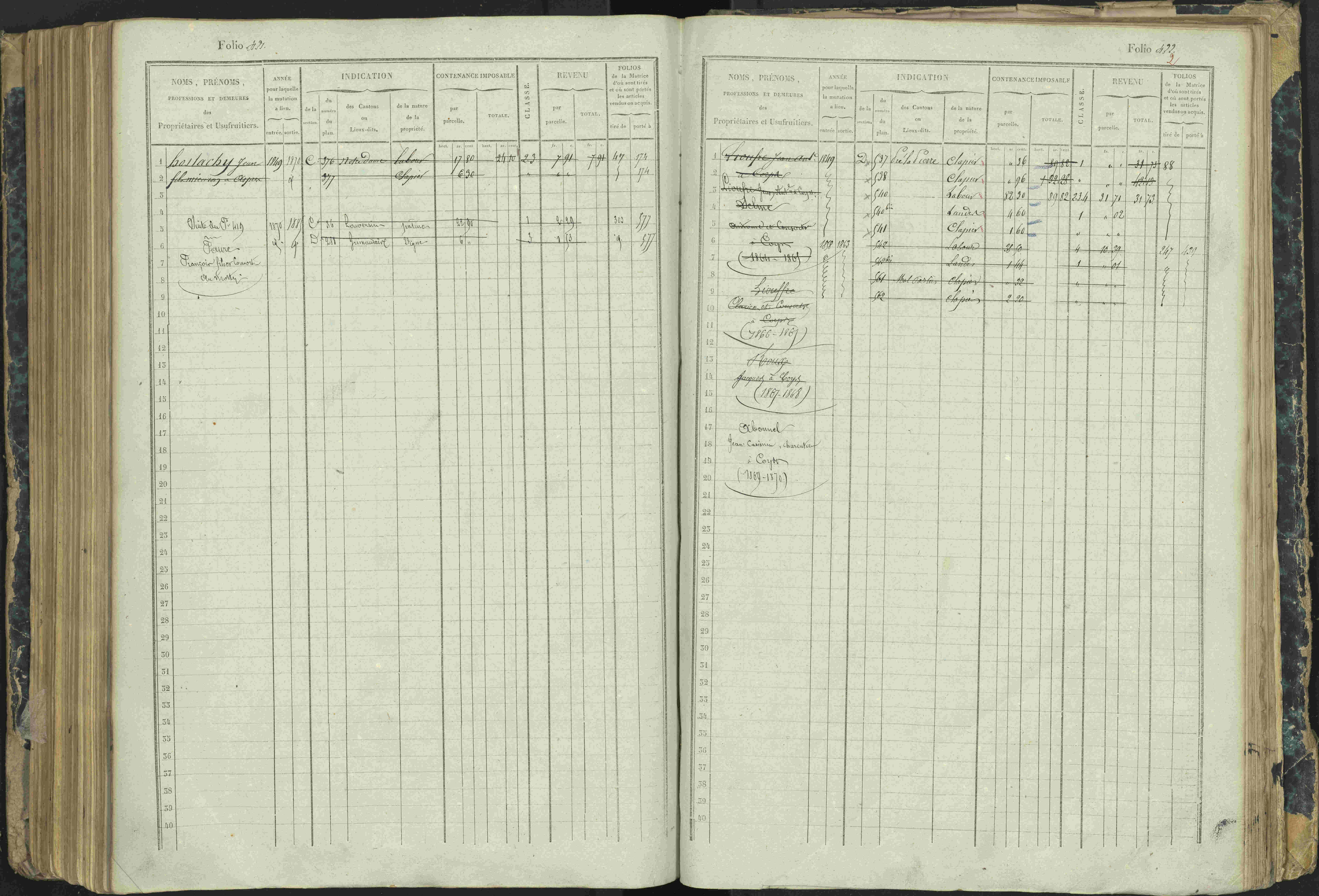 Aspres-lès-Corps - 3 P 177/2 - 3 P 177/2 - Matrice, folios 1-487.