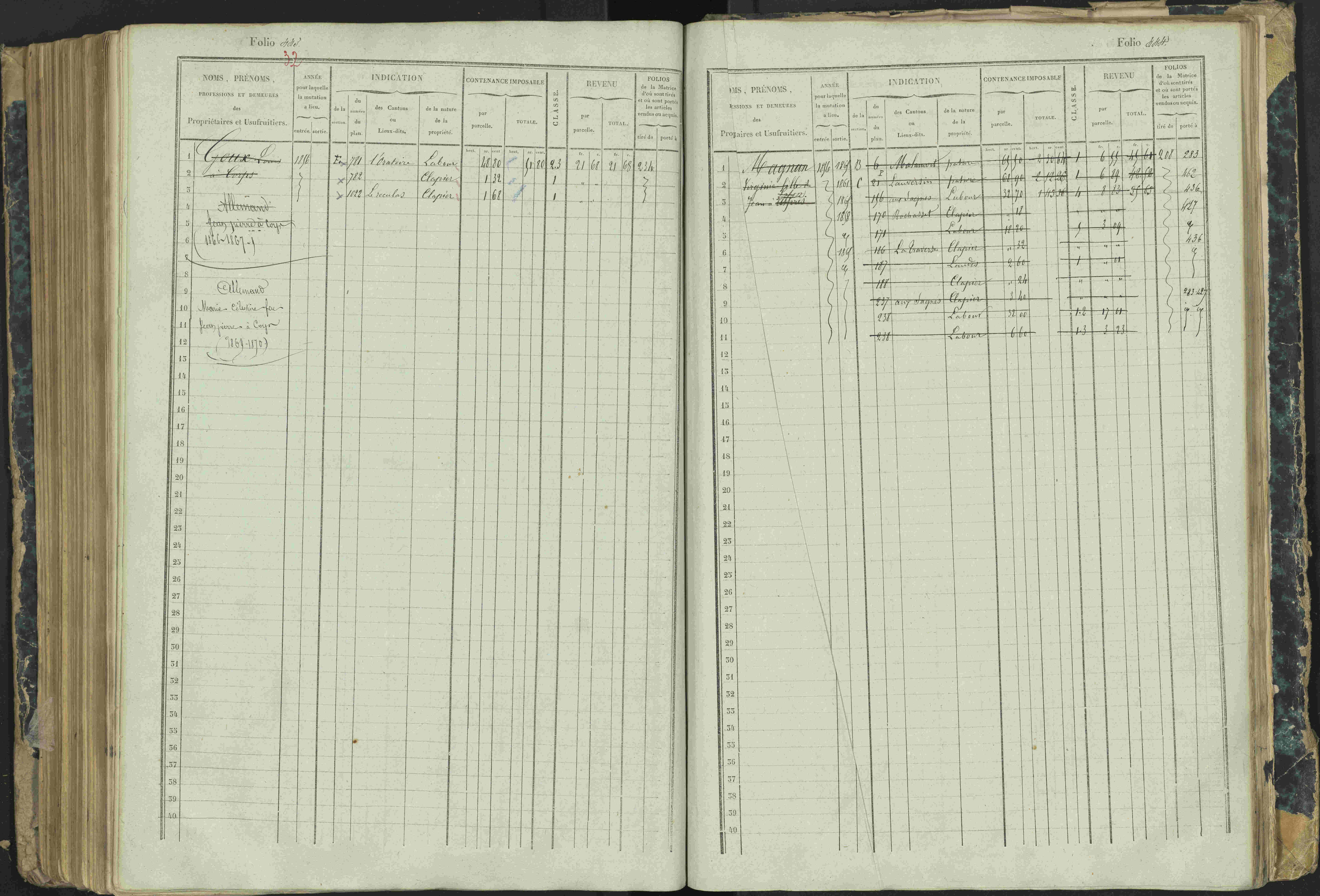 Aspres-lès-Corps - 3 P 177/2 - 3 P 177/2 - Matrice, folios 1-487.