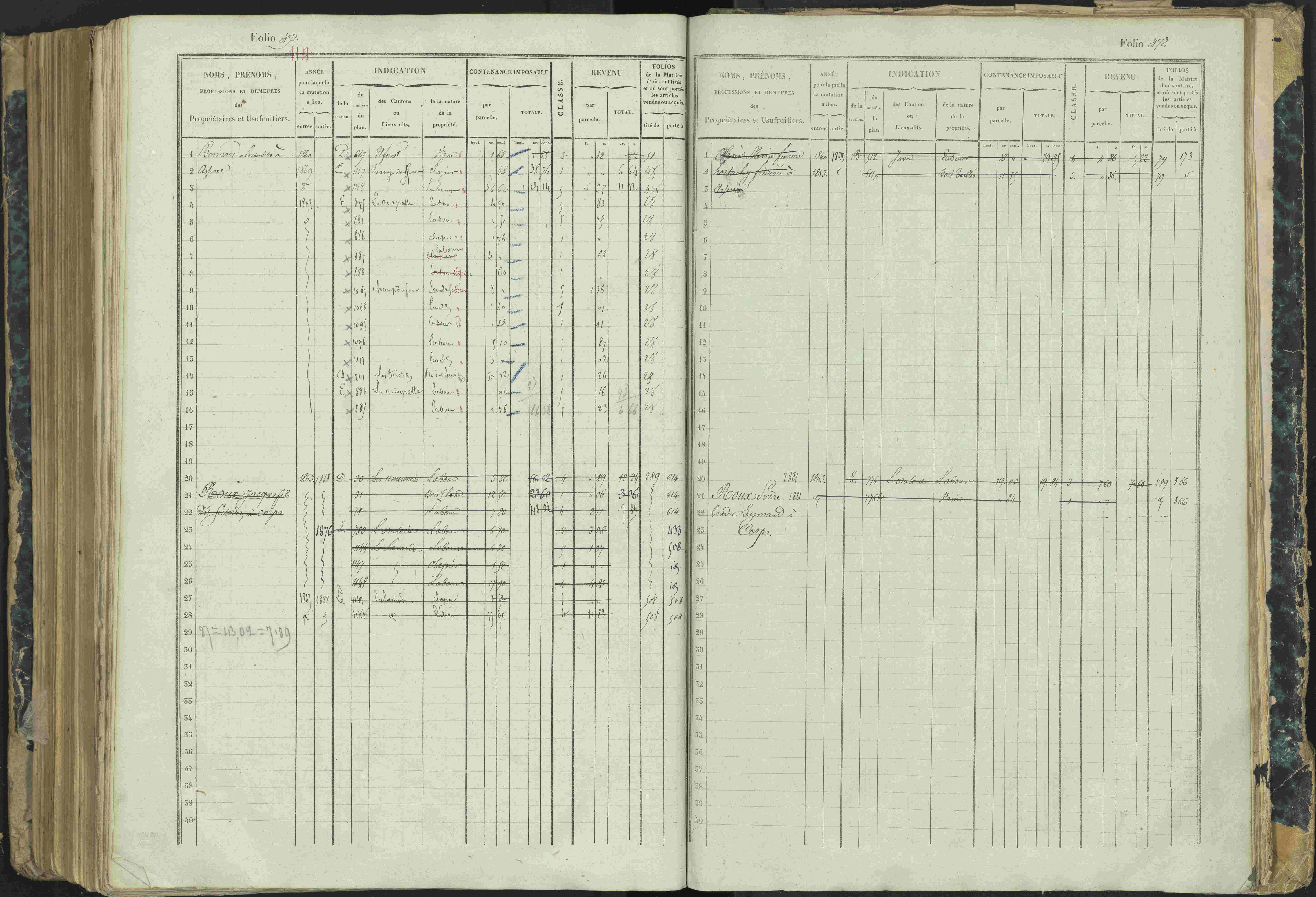 Aspres-lès-Corps - 3 P 177/2 - 3 P 177/2 - Matrice, folios 1-487.