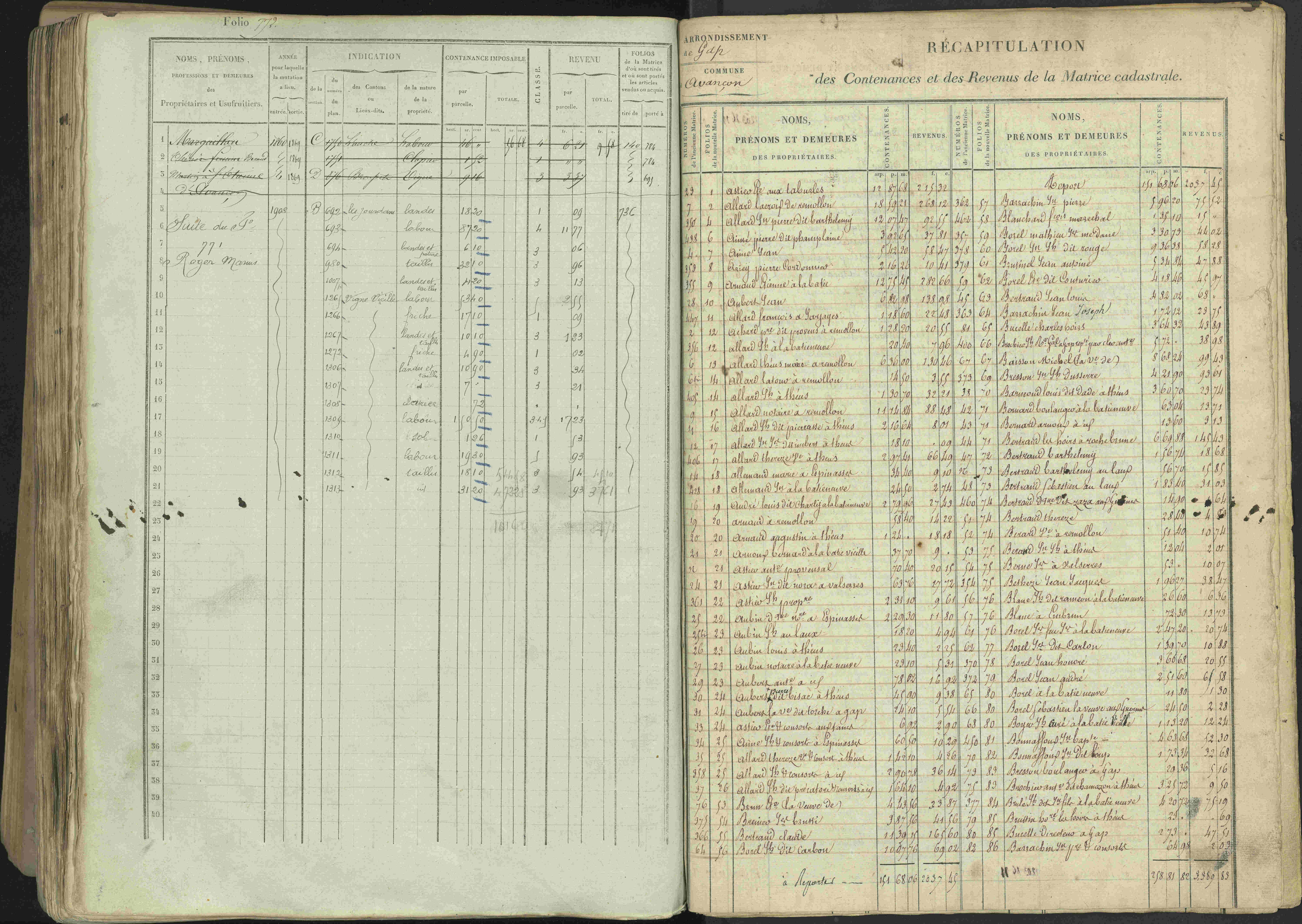 Avançon - 3 P 194/1 - 3 P 194/1 - Matrice, folios 1-772. 