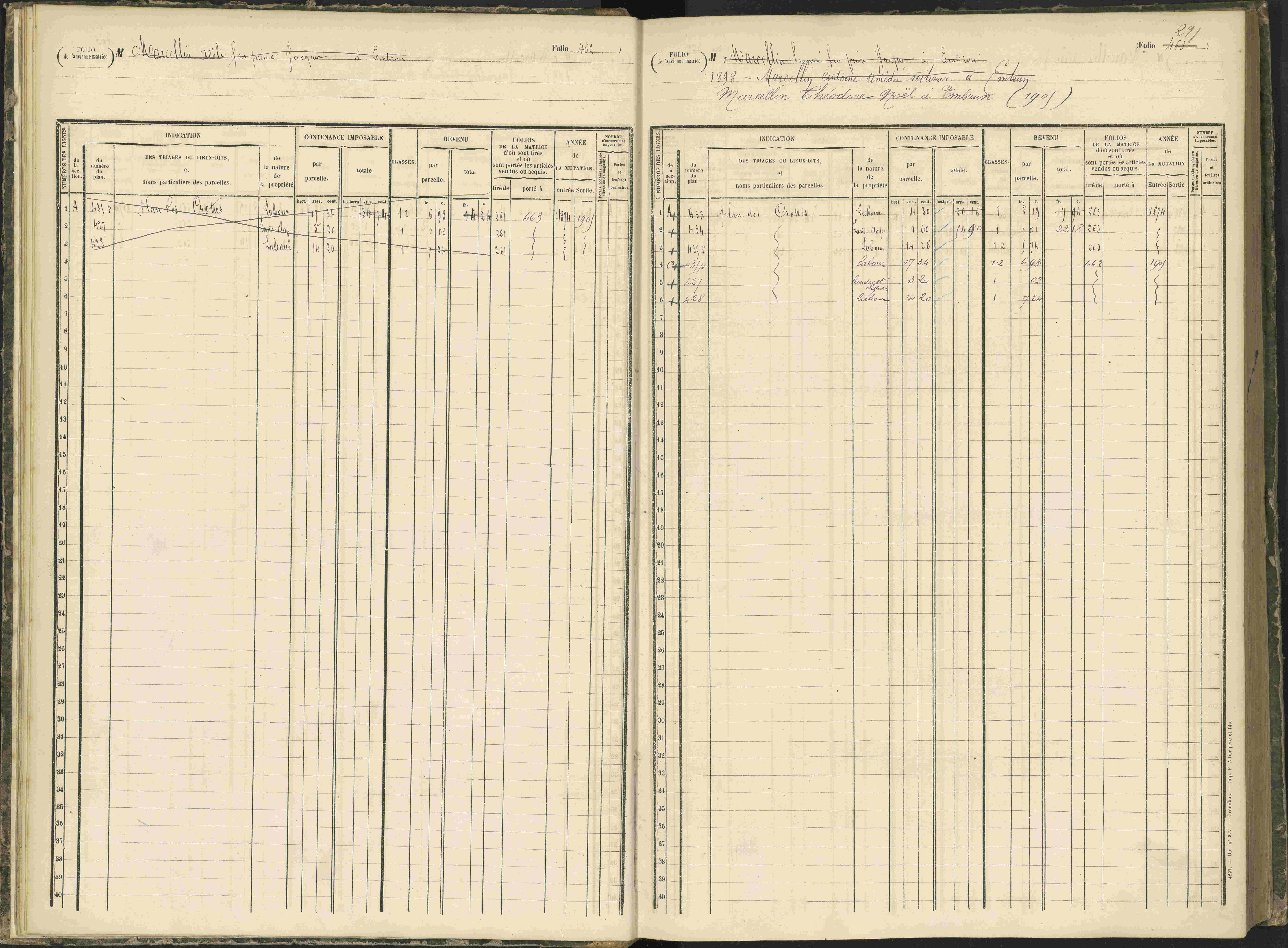 Baratier - 3 P 203/1 - 3 P 203/1 - Matrice, folios 441-620.