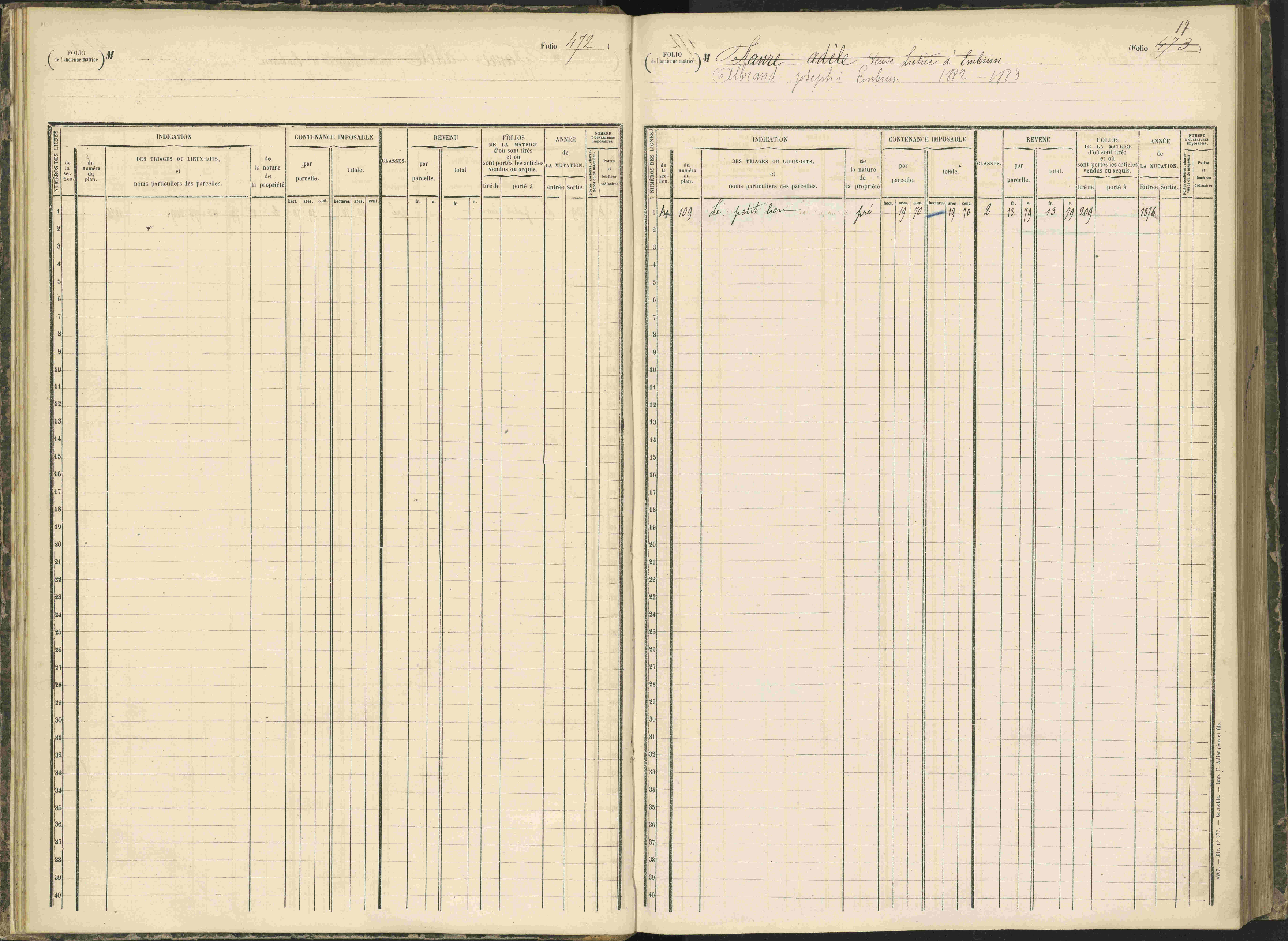 Baratier - 3 P 203/1 - 3 P 203/1 - Matrice, folios 441-620.